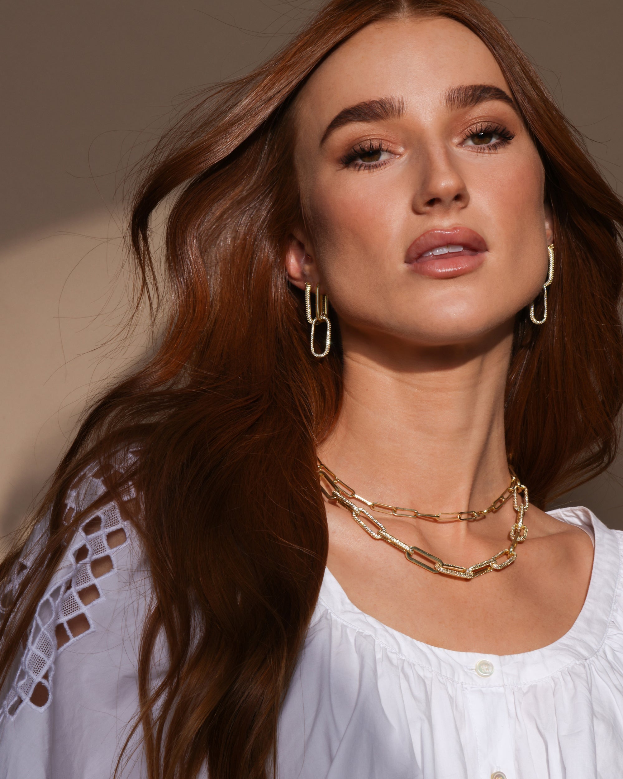 Carrie Pavé Chain Necklace - Gold|White Diamondettes