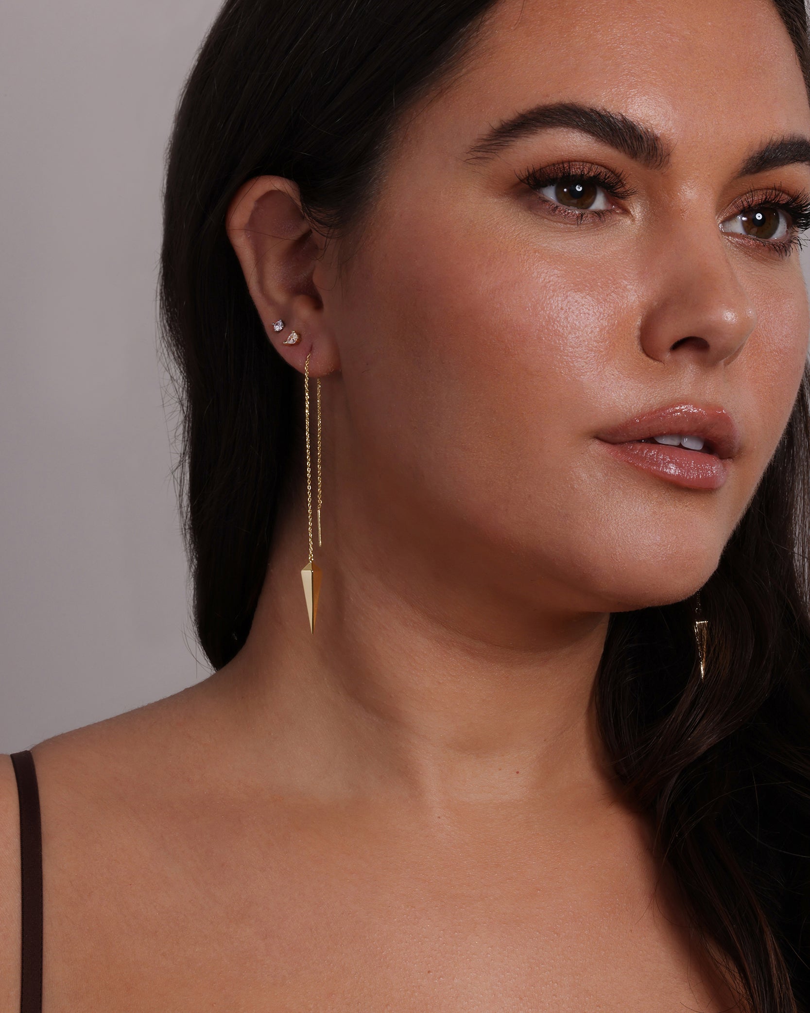 Gabriella Smooth Threader Earrings - Gold