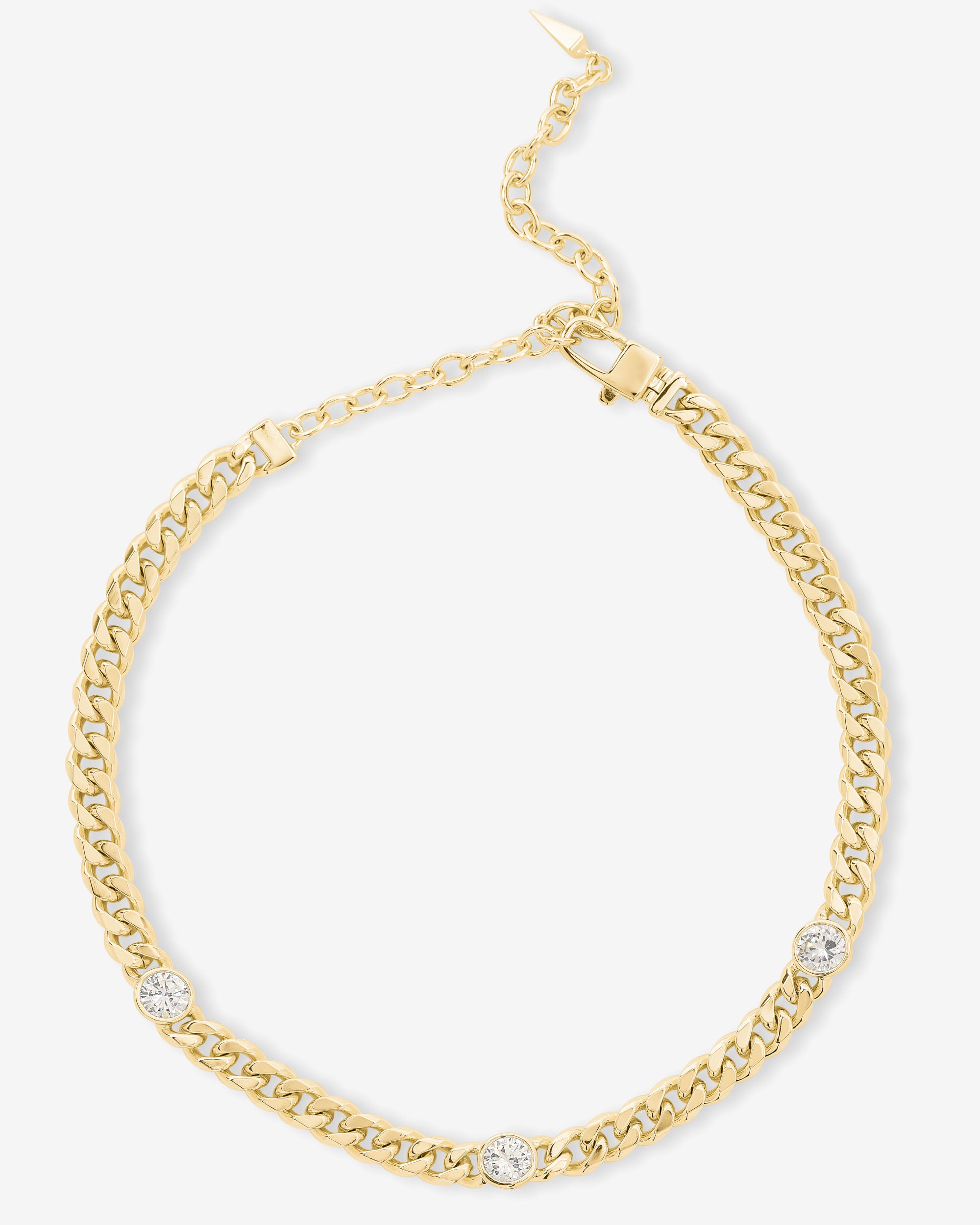 Julian Triple Diamond Cuban Chain Choker - Gold|White Diamondettes