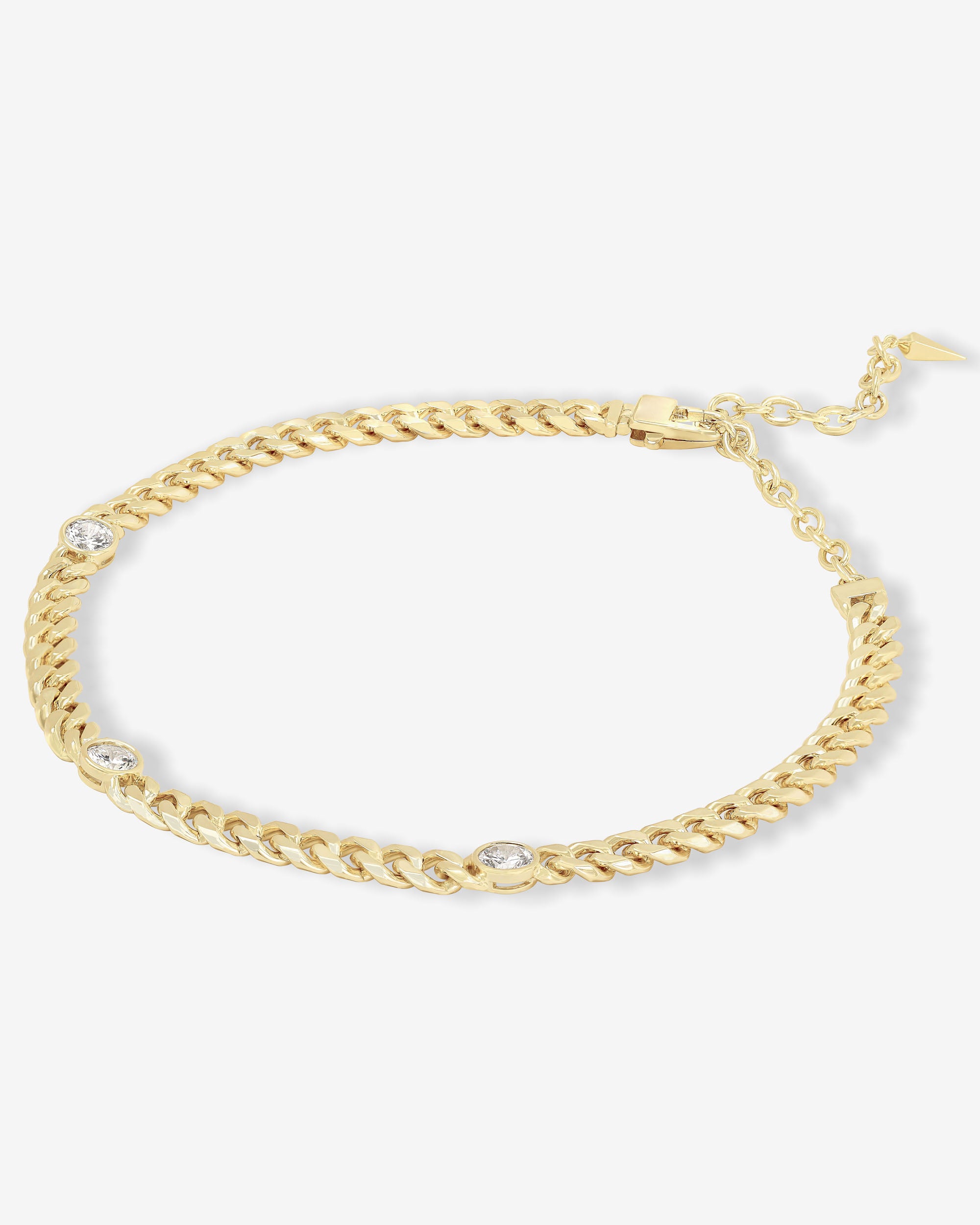 Julian Triple Diamond Cuban Chain Choker - Gold|White Diamondettes