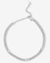 Julian Triple Diamond Cuban Chain Choker - Silver|White Diamondettes