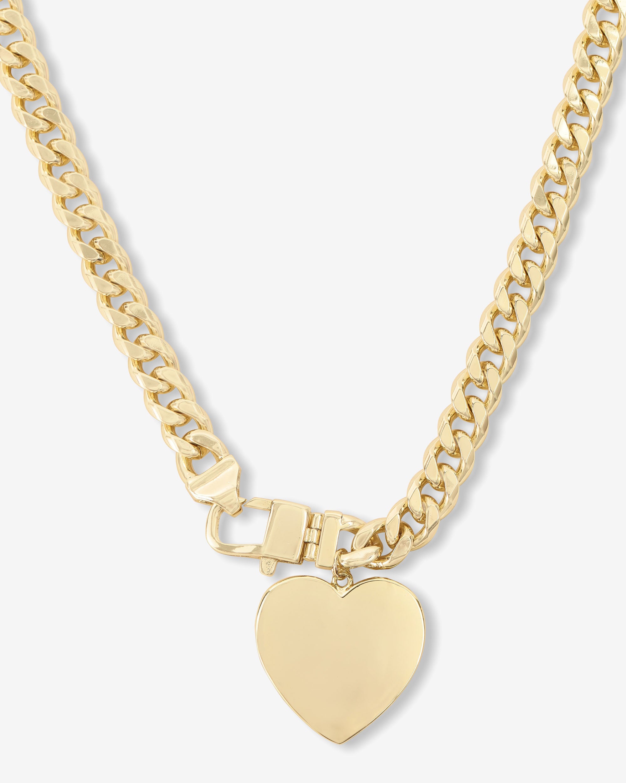 Julian XL Heart Cuban Chain Necklace 16" - Gold