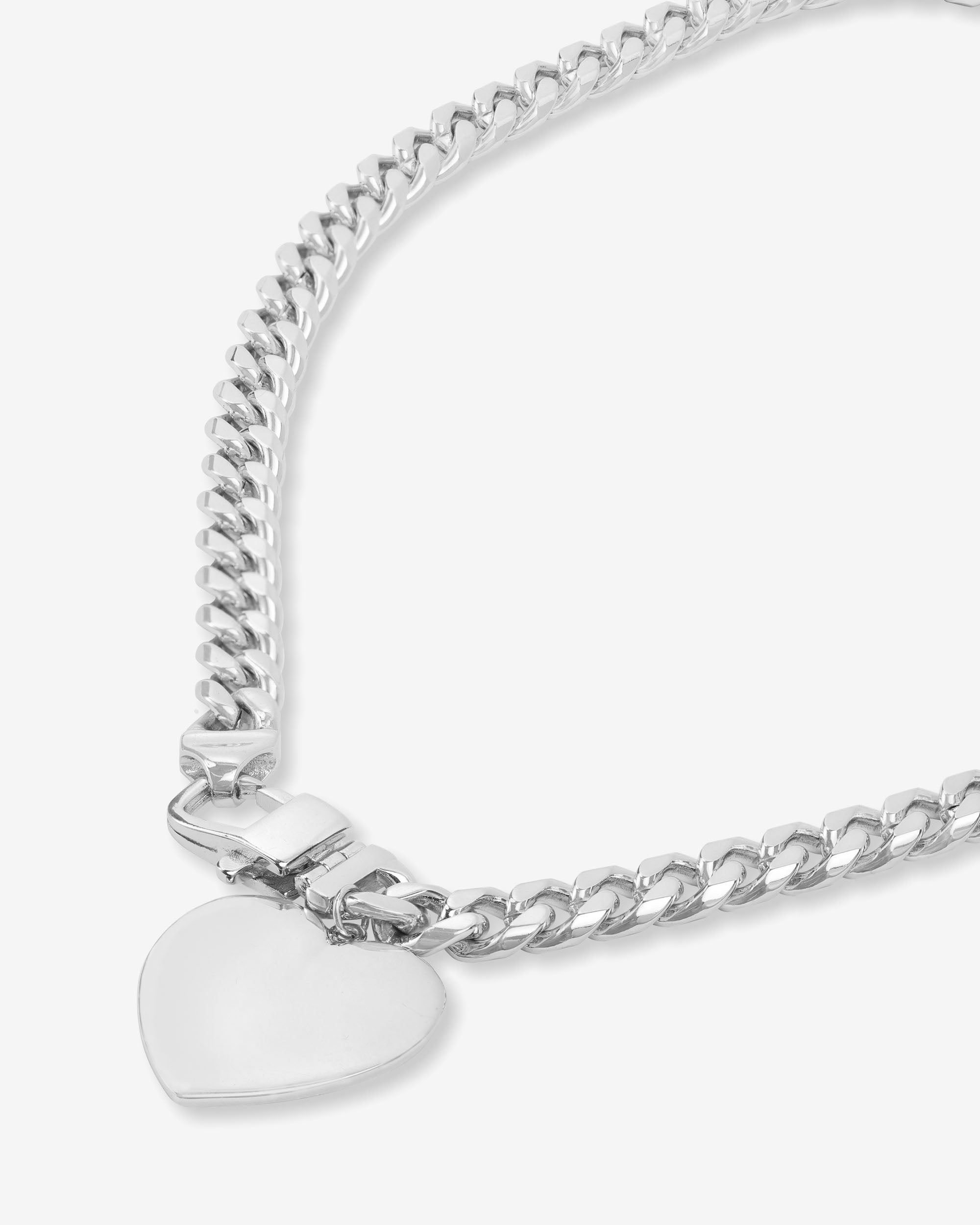 Julian XL Heart Cuban Chain Necklace 18" - Silver