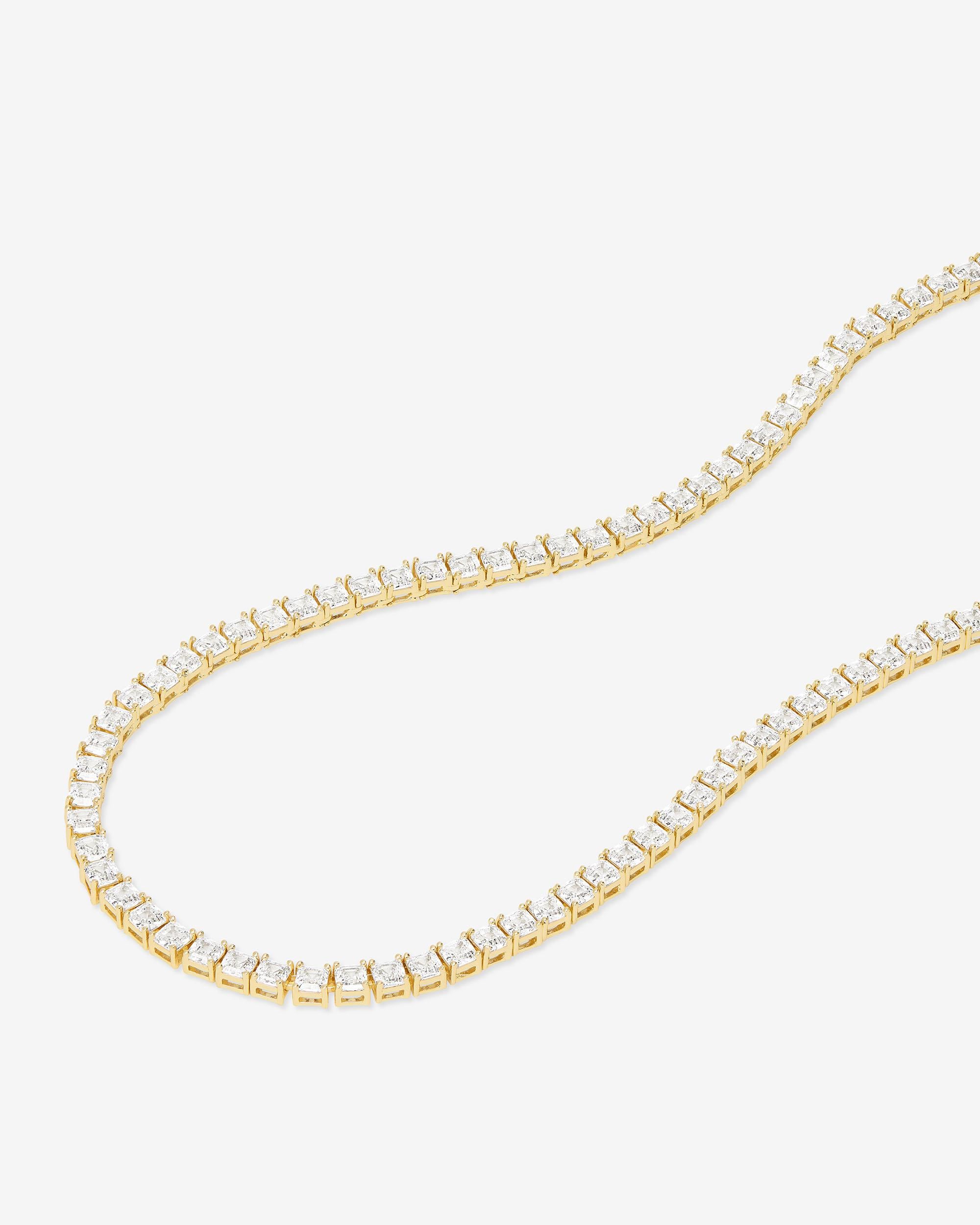 Lil Queen's Tennis Necklace 18" - Gold|White Diamondettes