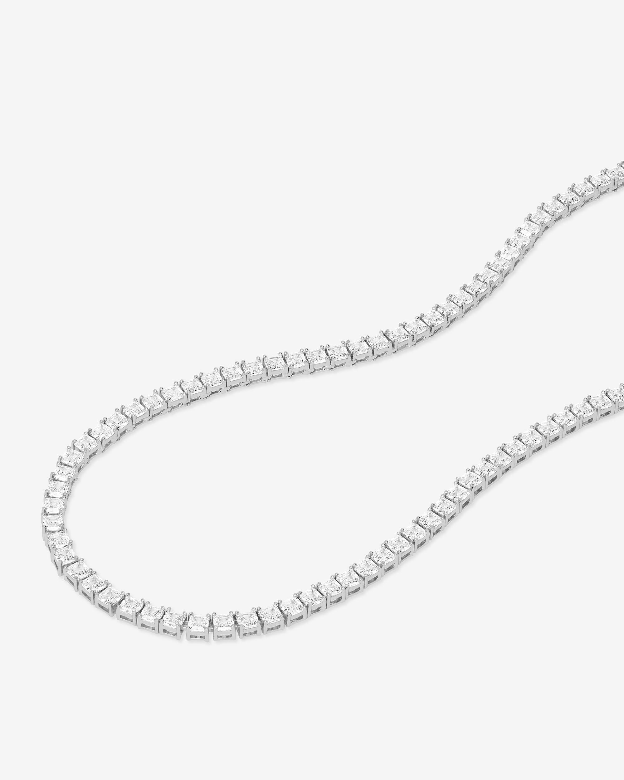 Lil Queen's Tennis Necklace 16" - Silver|White Diamondettes