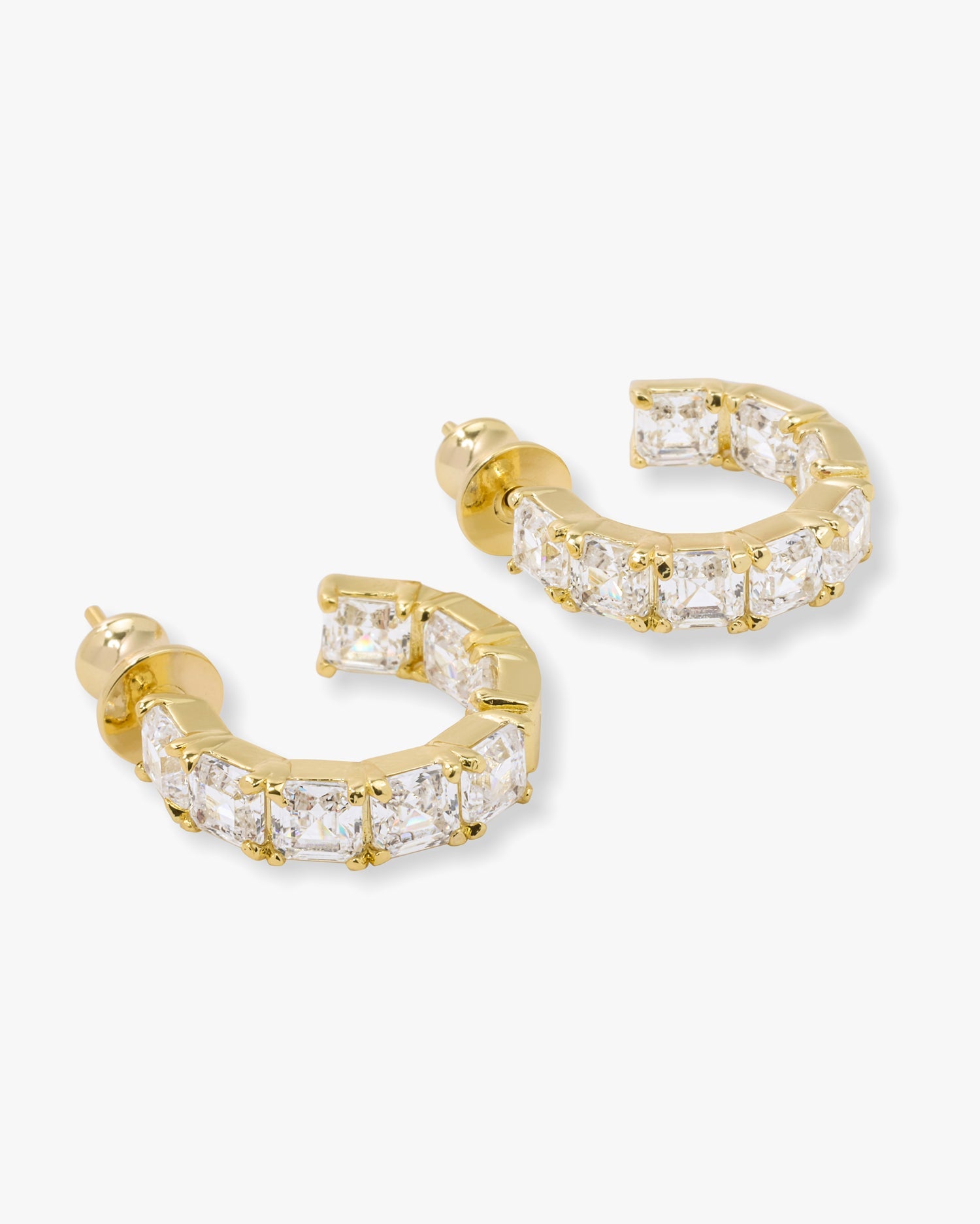 Lil Queen's Hoops .75" - Gold|White Diamondettes