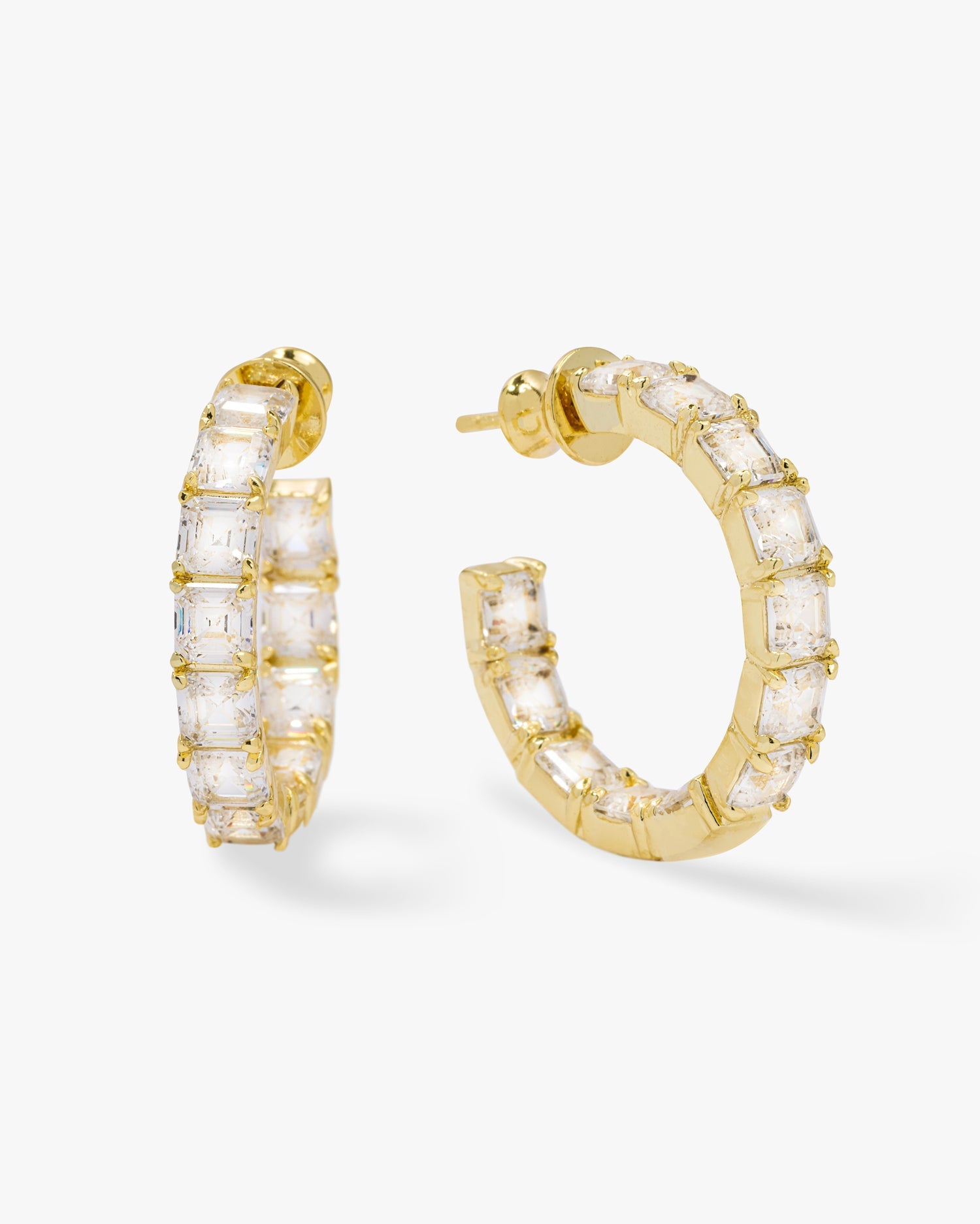 Lil Queen's Hoops 1" - Gold|White Diamondettes