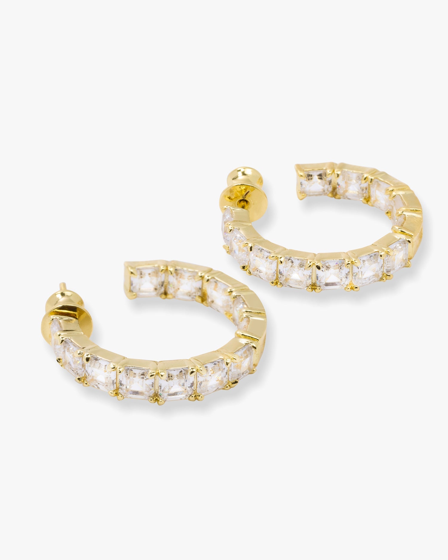 Lil Queen's Hoops 1" - Gold|White Diamondettes