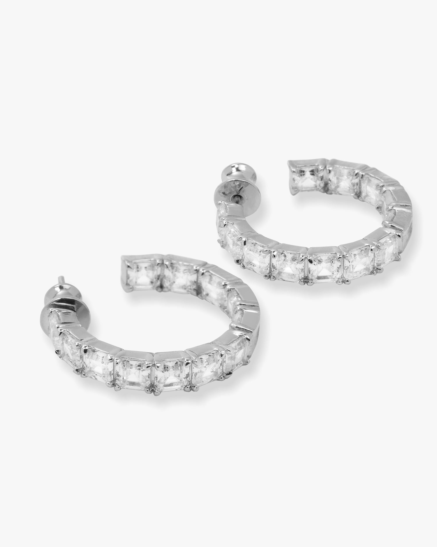 Lil Queen's Hoops 1" - Silver|White Diamondettes