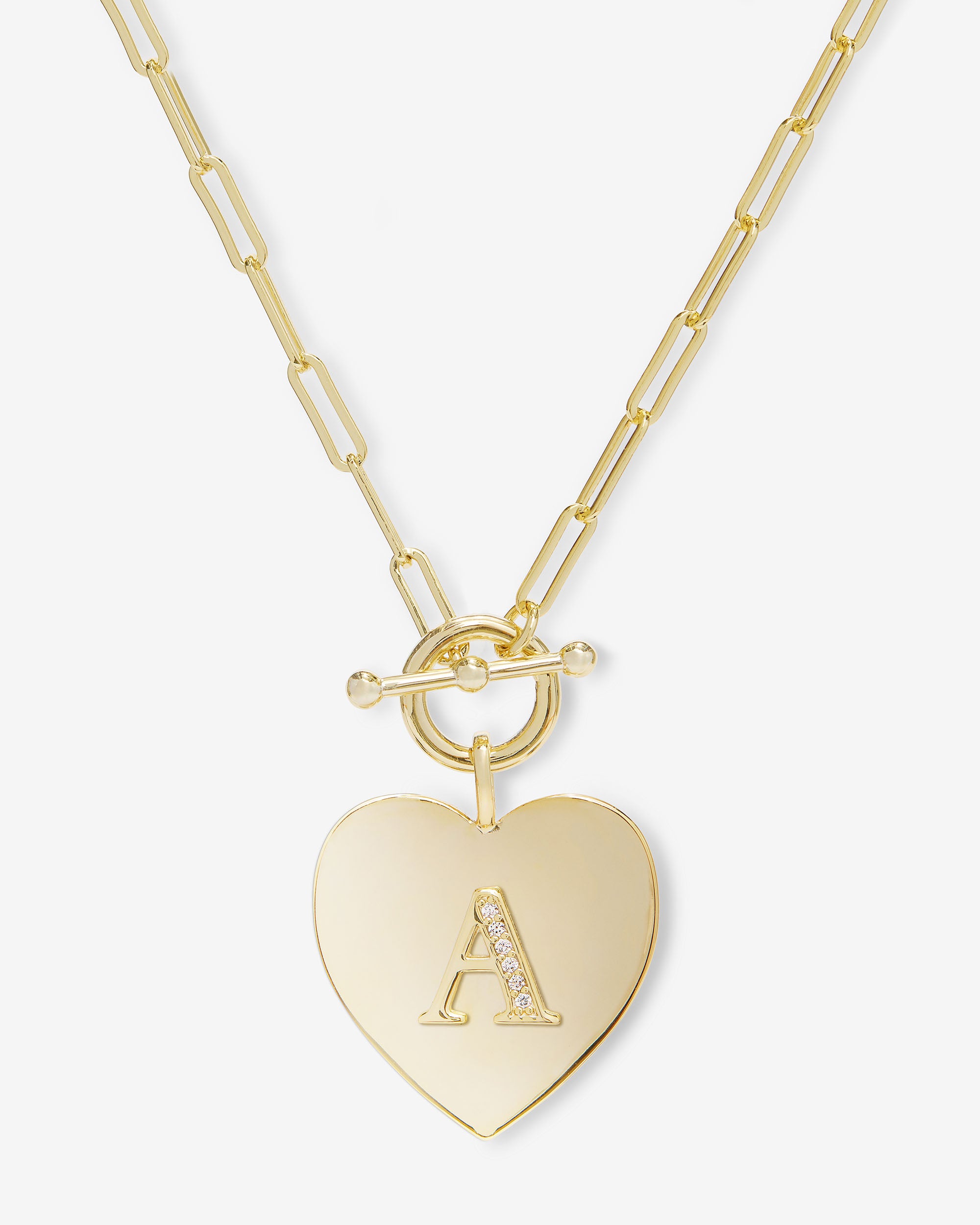 Love Letters Heart Necklace - Gold|White Diamondettes