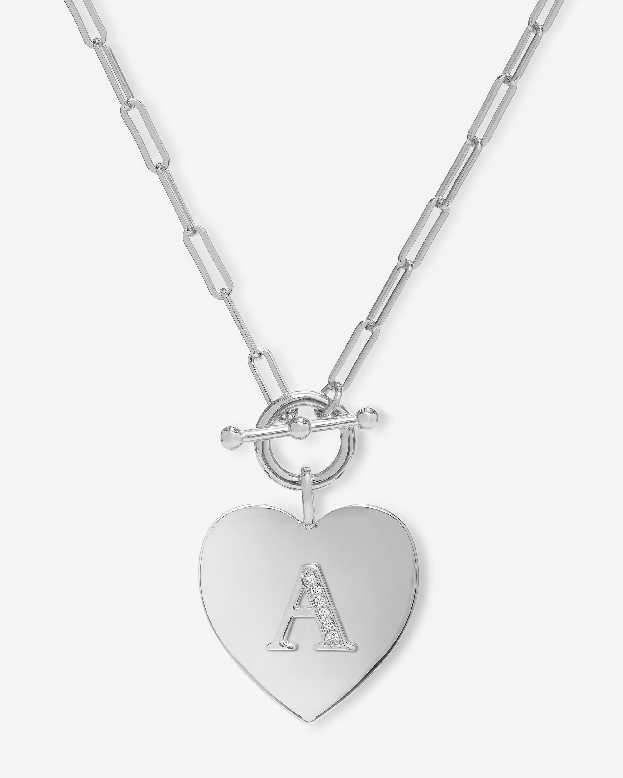 Love Letters Heart Necklace - Silver|White Diamondettes