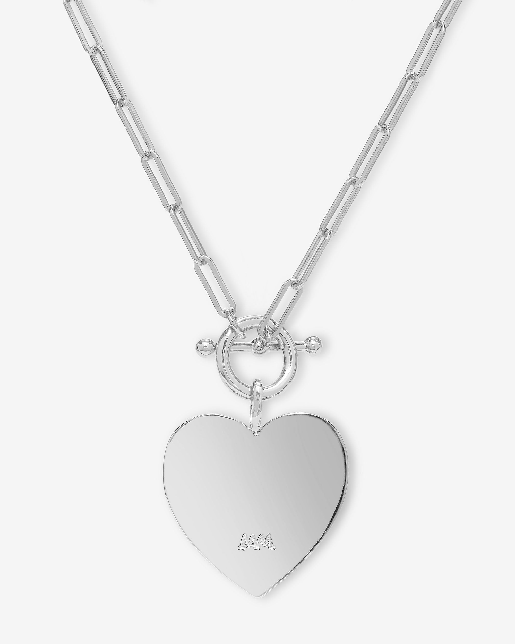 Love Letters Heart Necklace - Silver|White Diamondettes