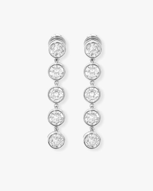 Mama Baroness Earrings - Silver|White Diamondettes