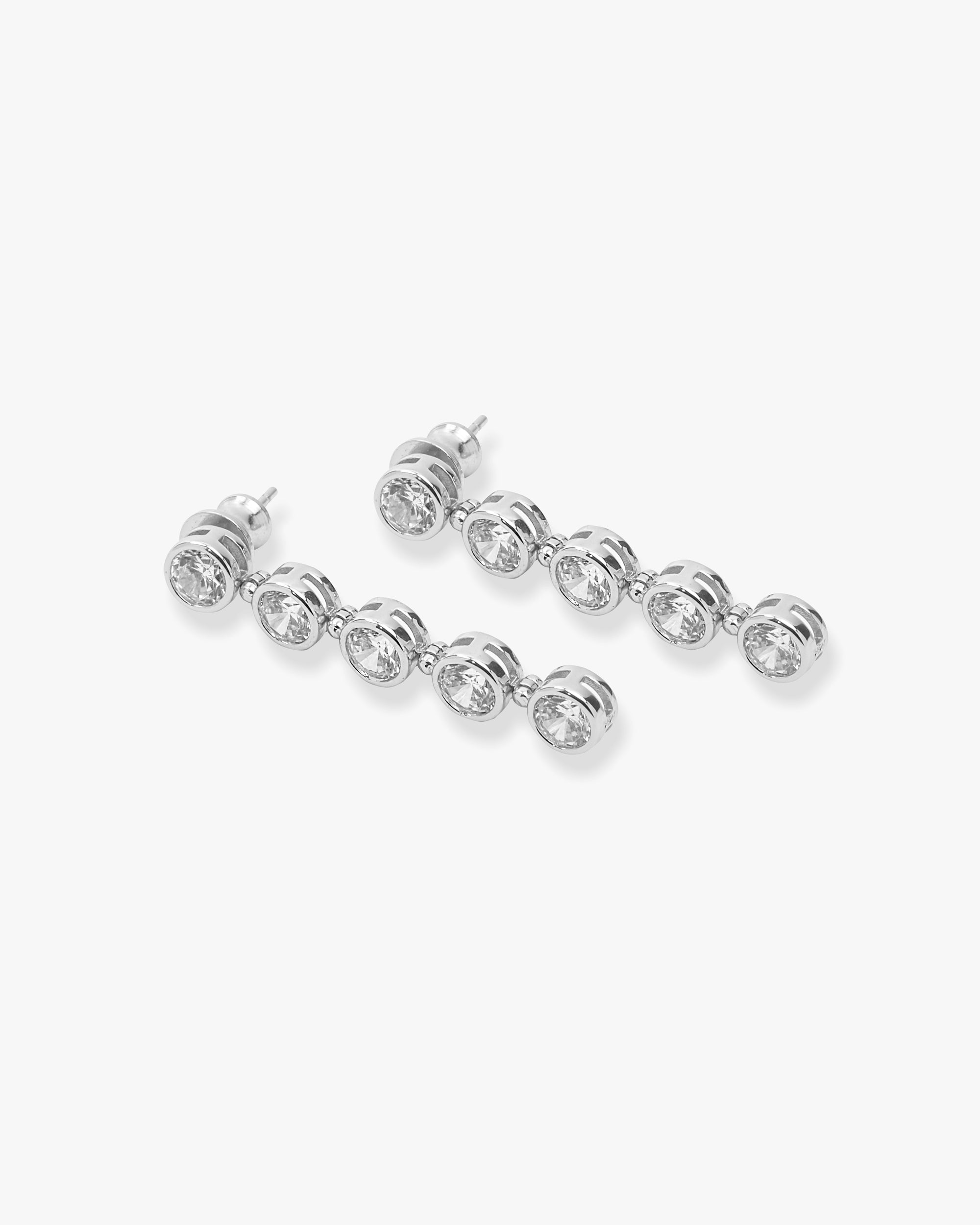 Mama Baroness Earrings - Silver|White Diamondettes