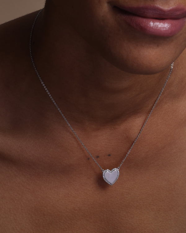 You Have My Heart Pavè Necklace 15" - Silver|White Diamondettes