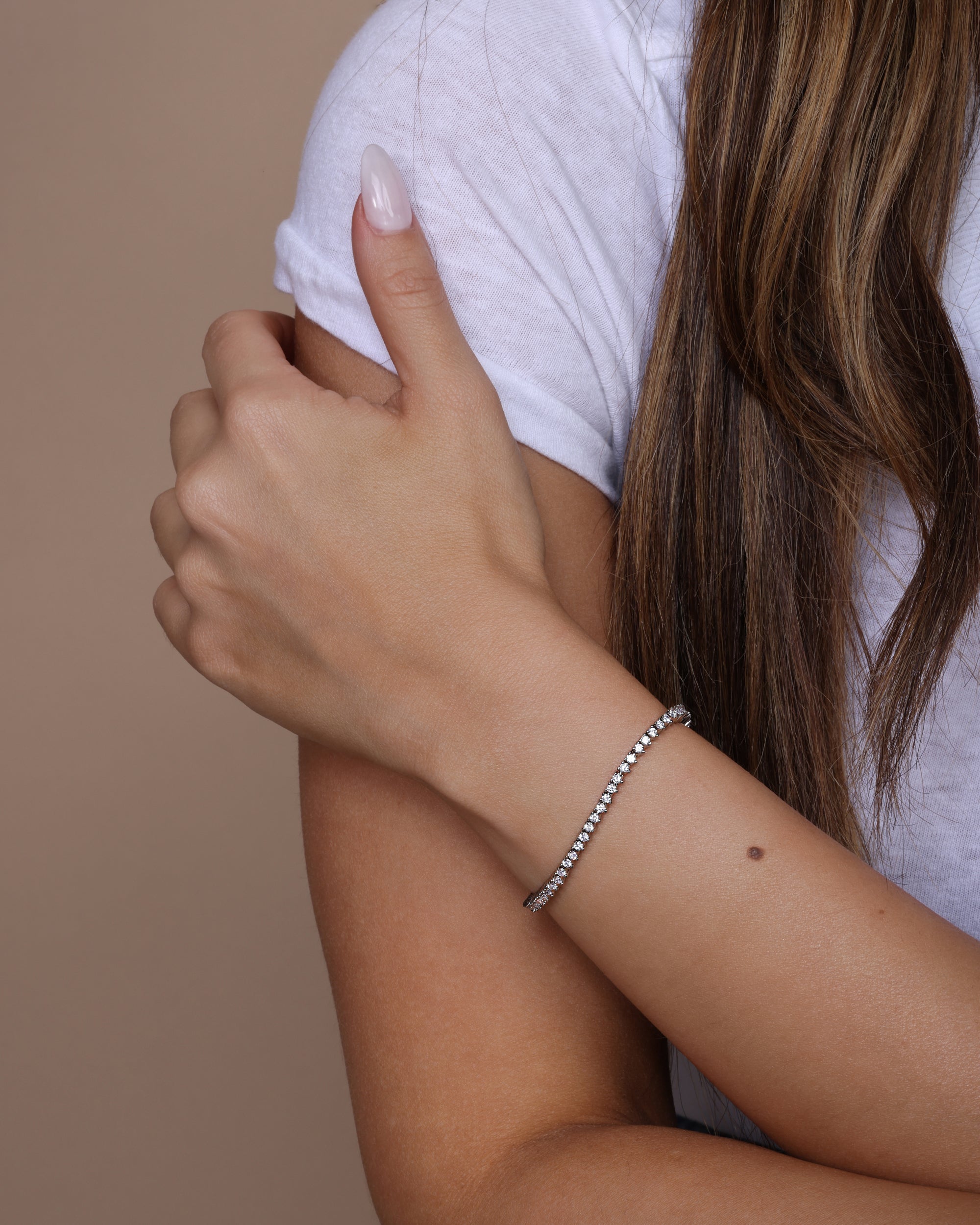 Baby Not Your Basic Tennis Bracelet - Silver|White Diamondettes