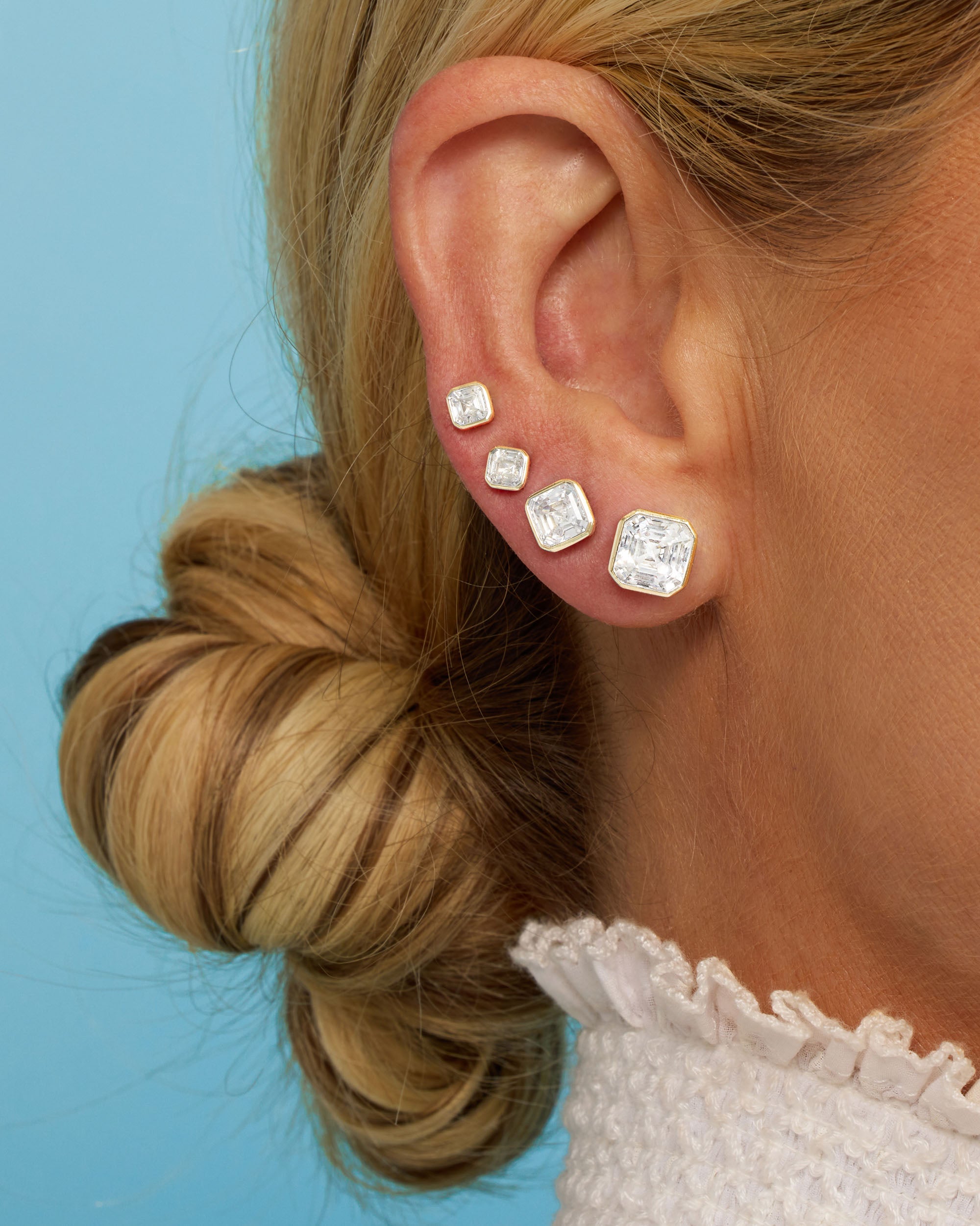 Duchess 4mm Studs - Gold|White Diamondettes