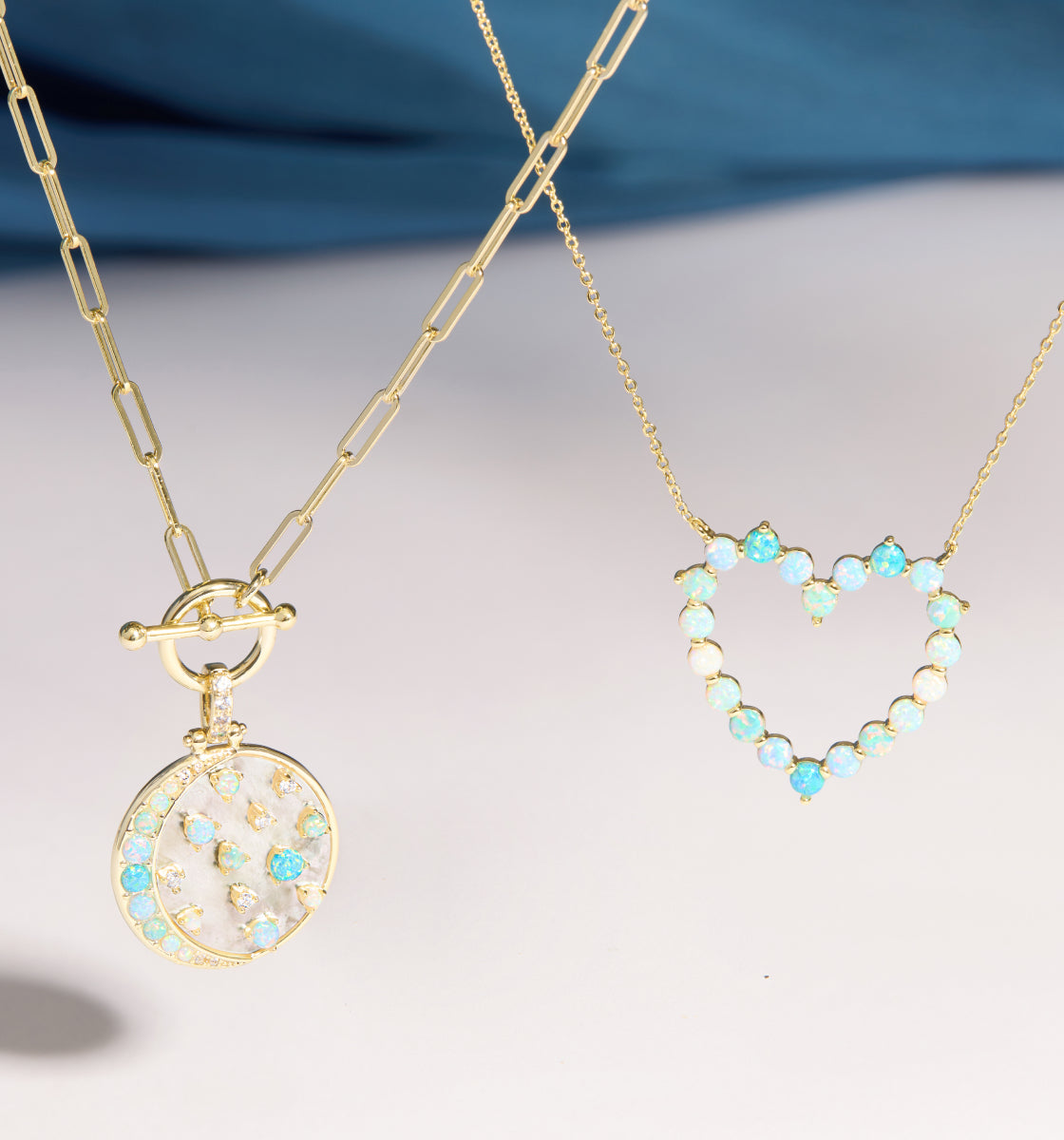 Pendant necklaces from the new Blue Opal Ombré collection