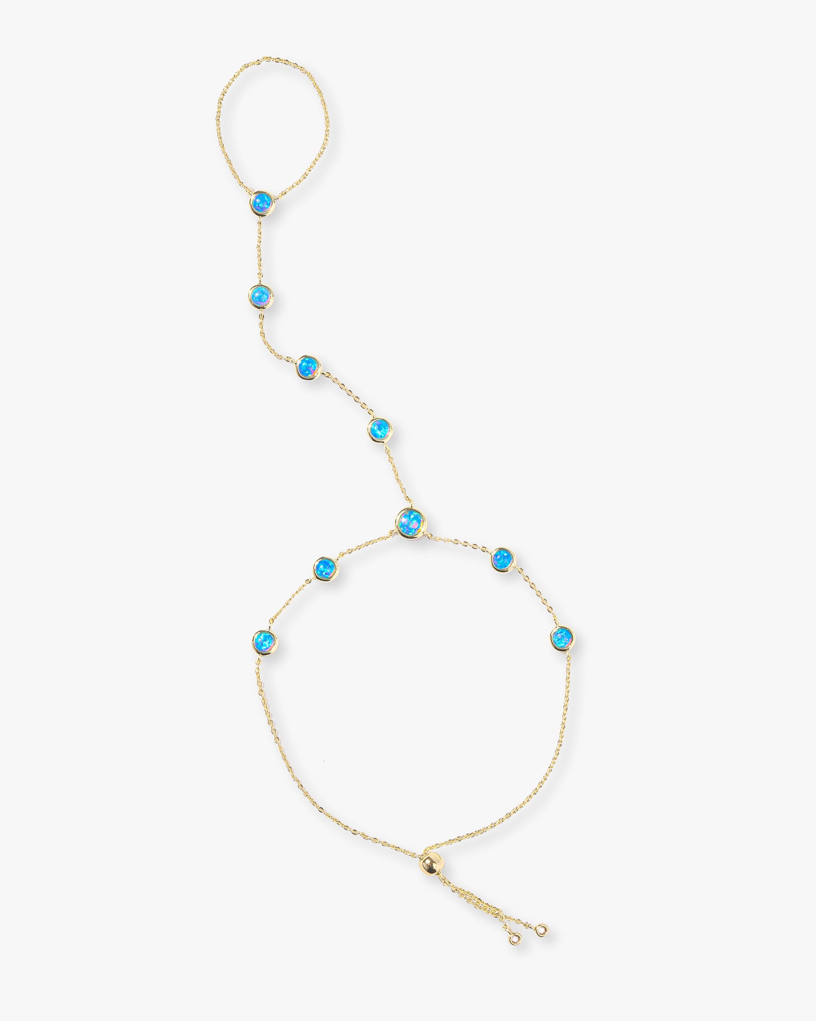 Mojave Hand Chain - Gold|Blue Opal