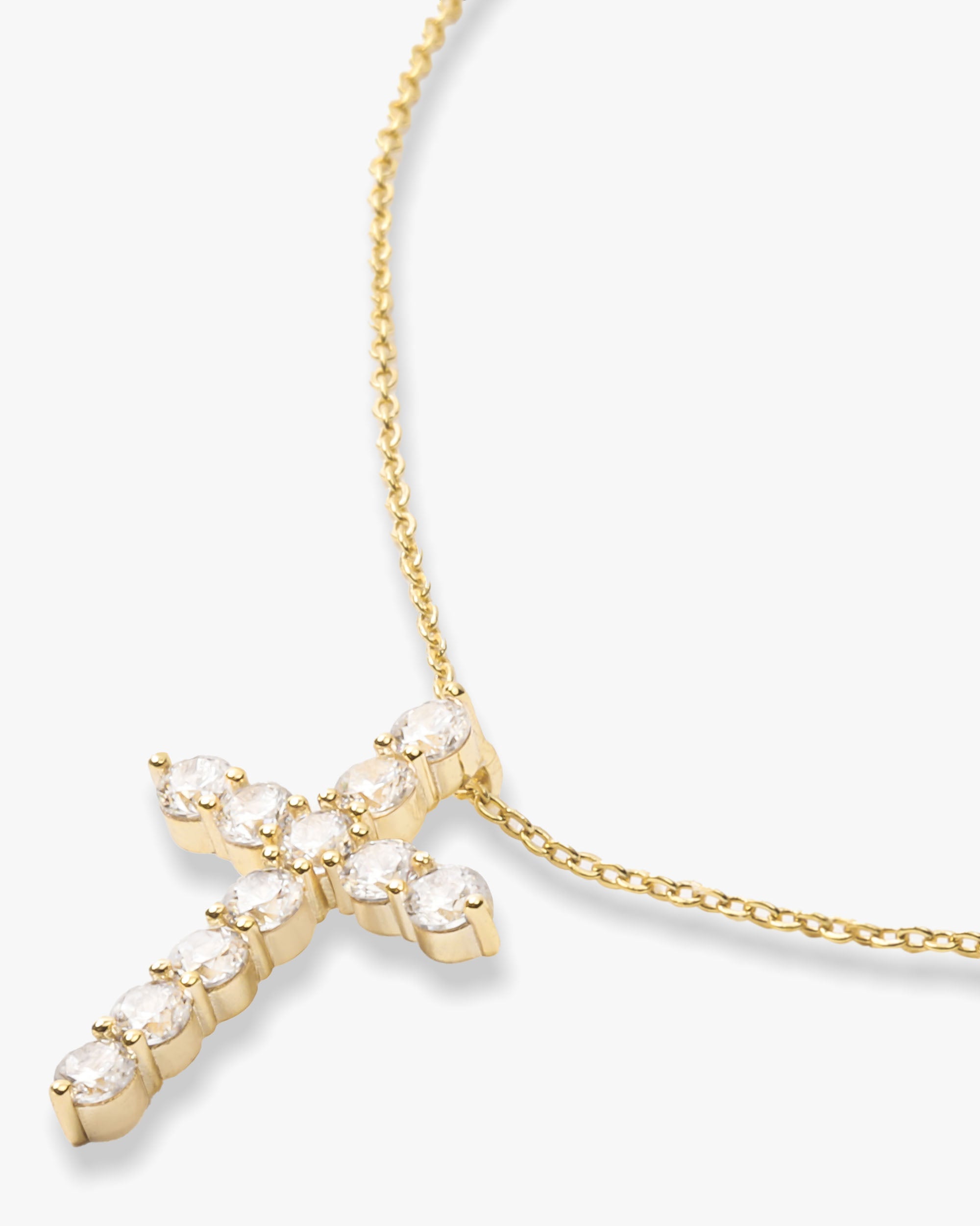 "Oh She Fancy" Small Cross Pendant - Gold|White Diamondettes