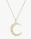 She's an Icon Moon Necklace - Gold|White Diamondettes