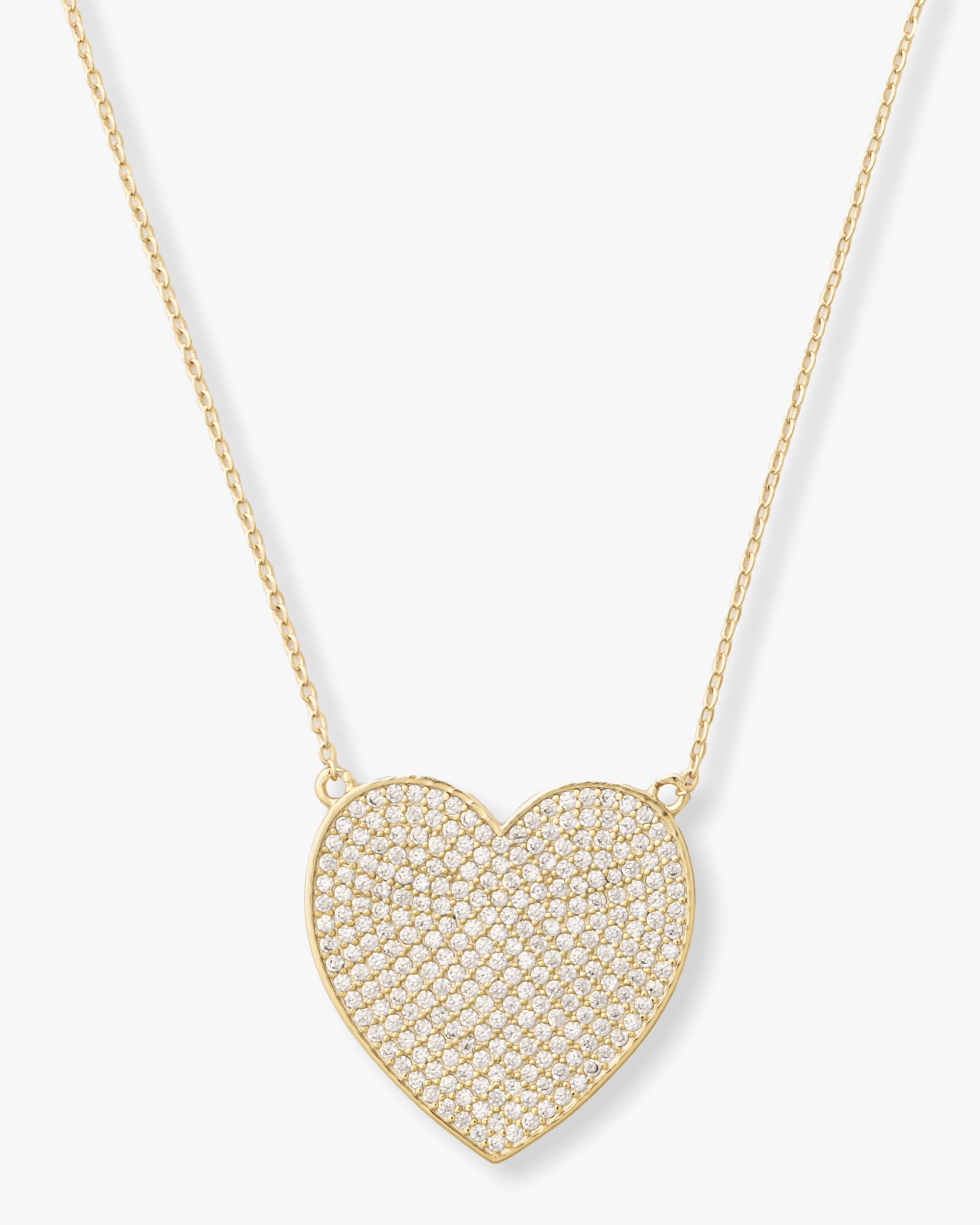 XL You Have My Whole Heart Pavé Necklace 18" - Gold|White Diamondettes