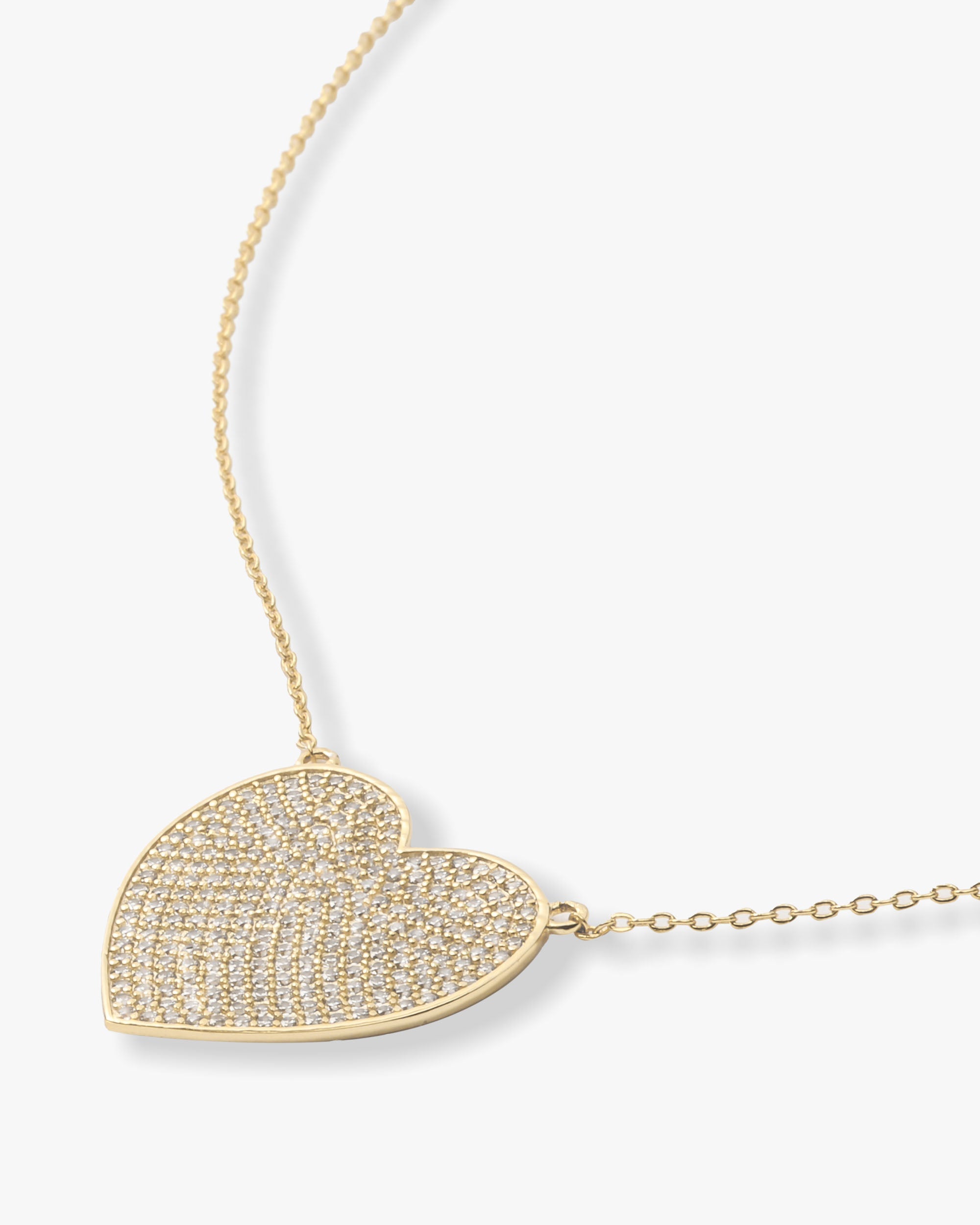 XL You Have My Whole Heart Pavé Necklace 15" - Gold|White Diamondettes