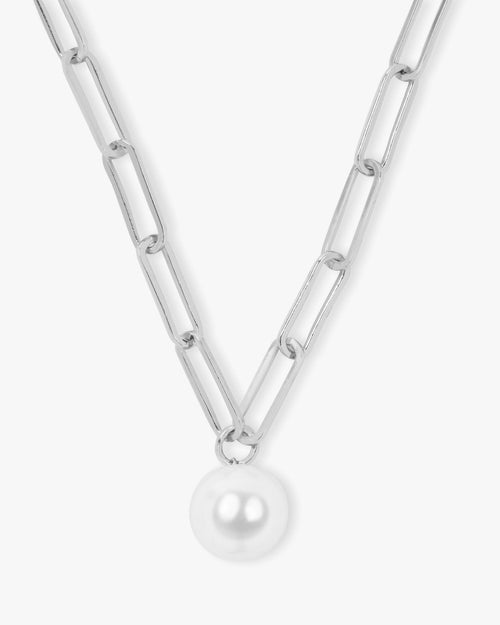 Samantha Pearl Necklace - Silver