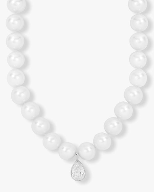 Perfect Pearl Teardrop Necklace - Silver