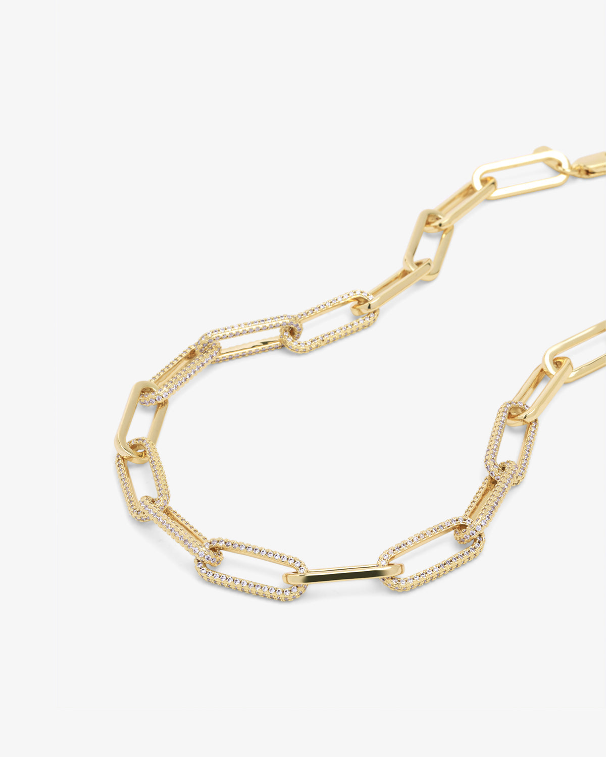 Carrie Pavé Chain Necklace - Gold|White Diamondettes