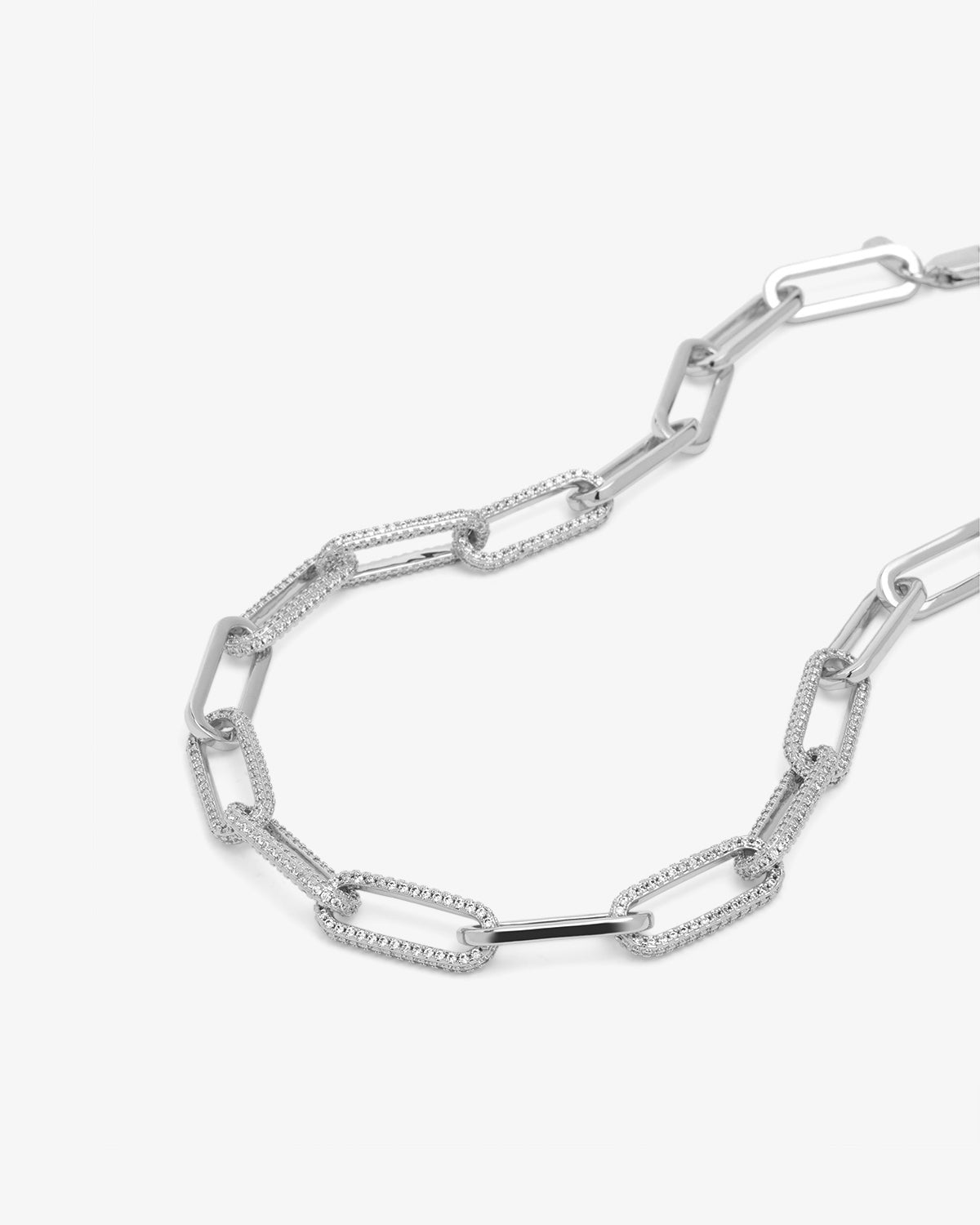 Carrie Pavé Chain Necklace - Silver|White Diamondettes