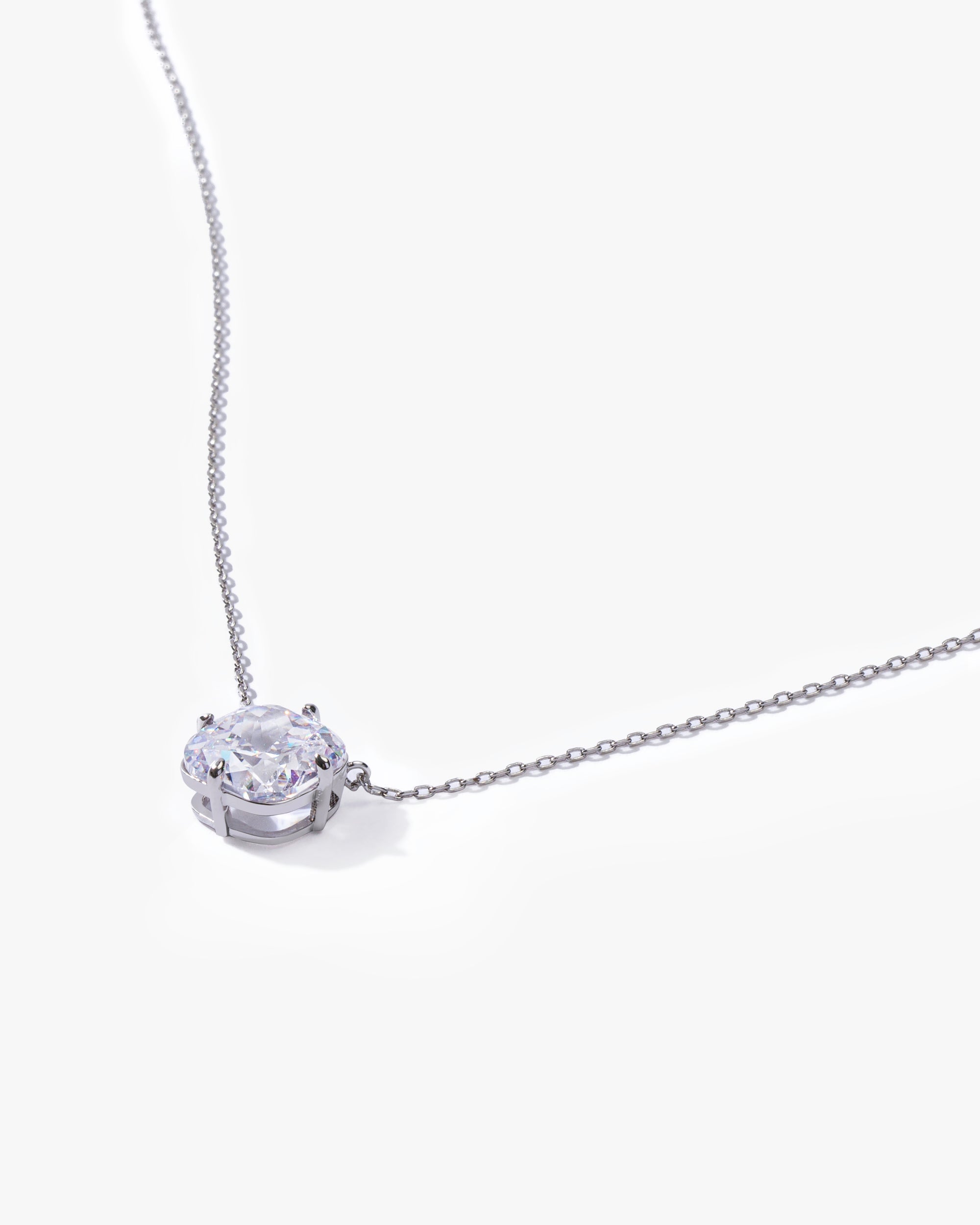 Grand Empress Necklace - Silver|White Diamondettes