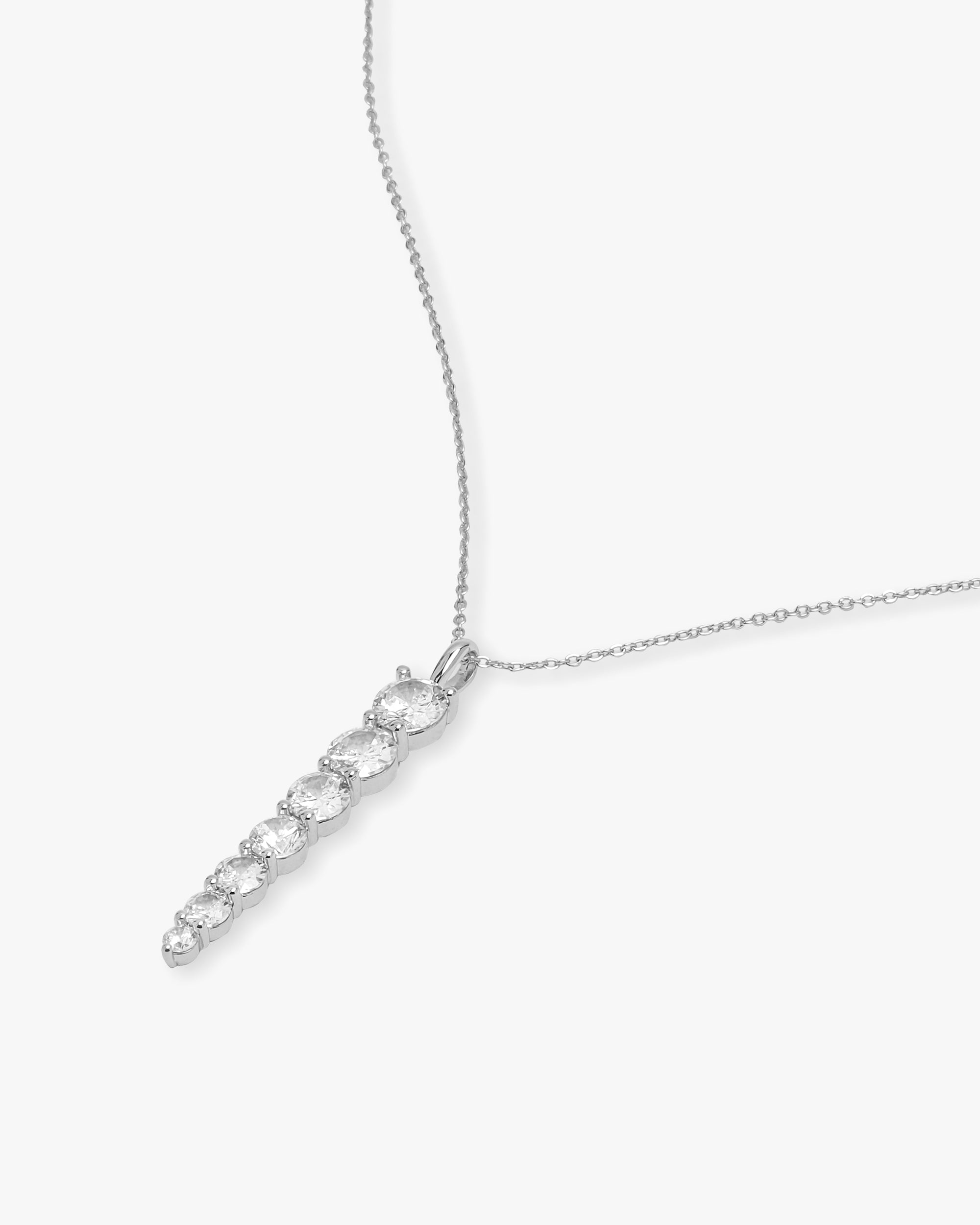 "Oh She Fancy" 7-Drop Necklace - Silver|White Diamondettes