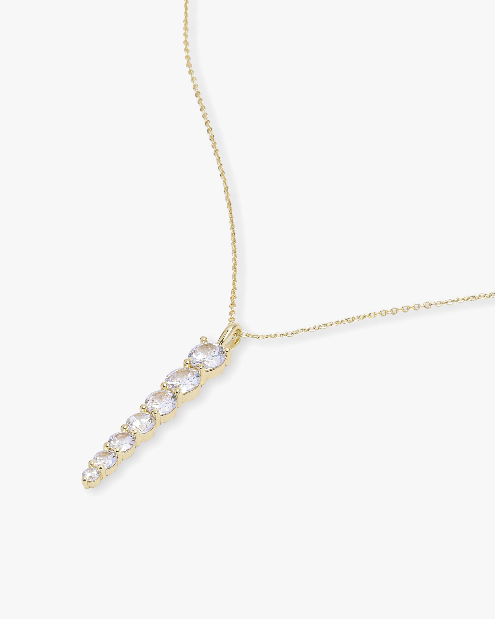 "Oh She Fancy" 7-Drop Necklace - Gold|White Diamondettes