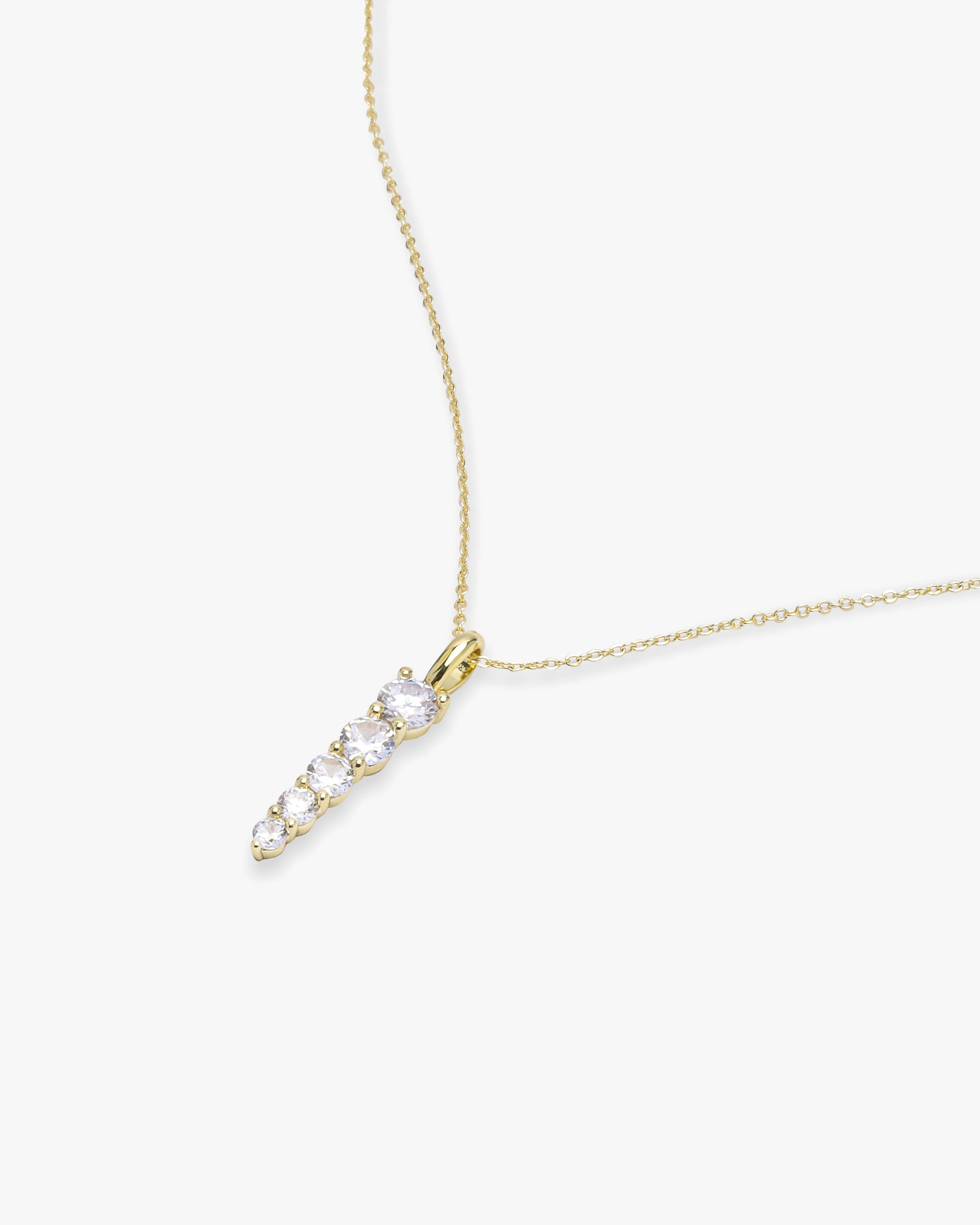 "Oh She Fancy" 5-Drop Necklace - Gold|White Diamondettes