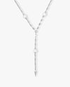 Perfect Pearl Drop Lariat Necklace - Silver