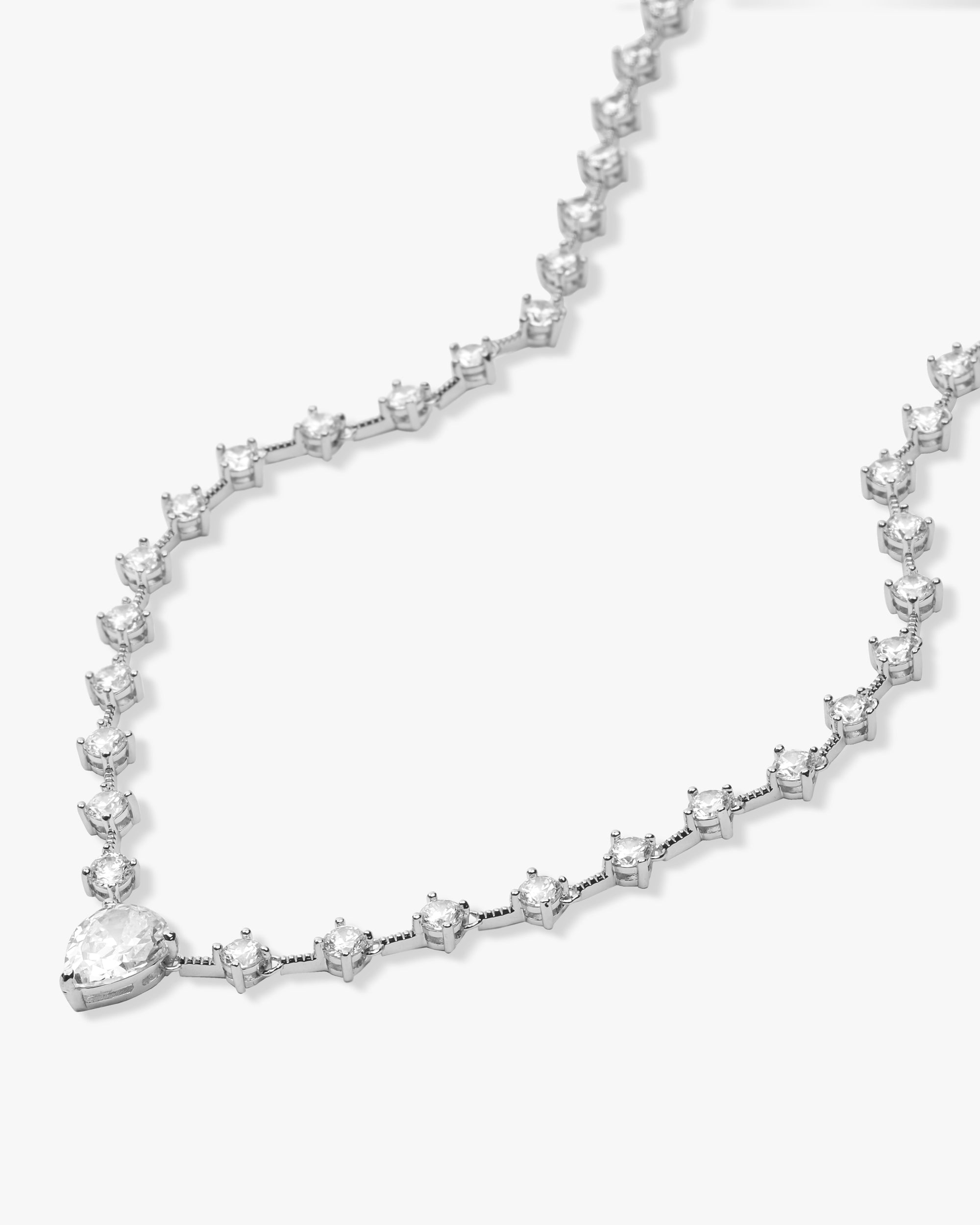 "Omg It's So Cute" Necklace - Silver|White Diamondettes