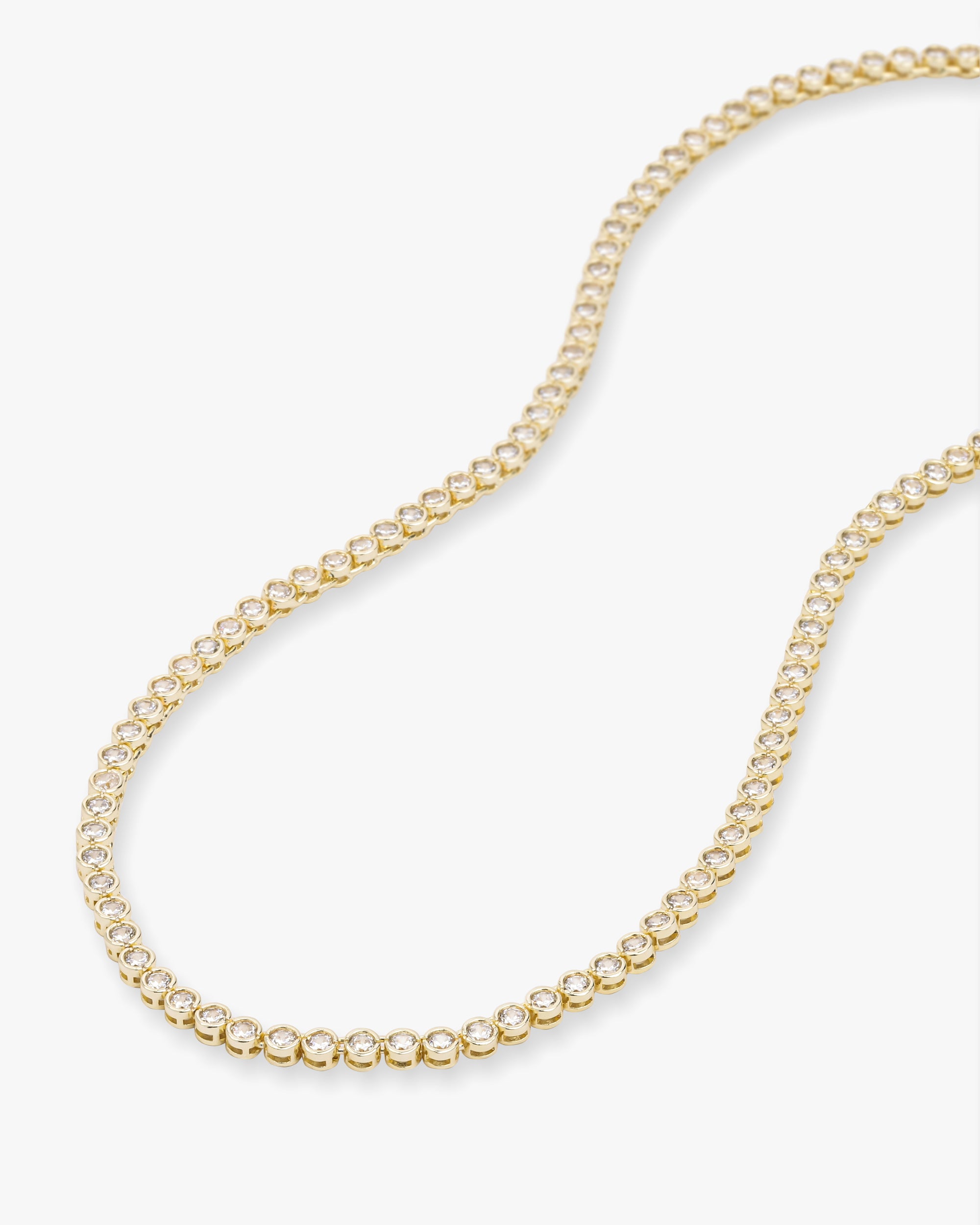 Baroness Tennis Necklace 18" - Gold| White Diamondettes