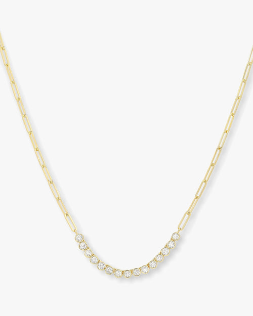 Baroness Samantha Tennis Necklace - Gold|White Diamondettes