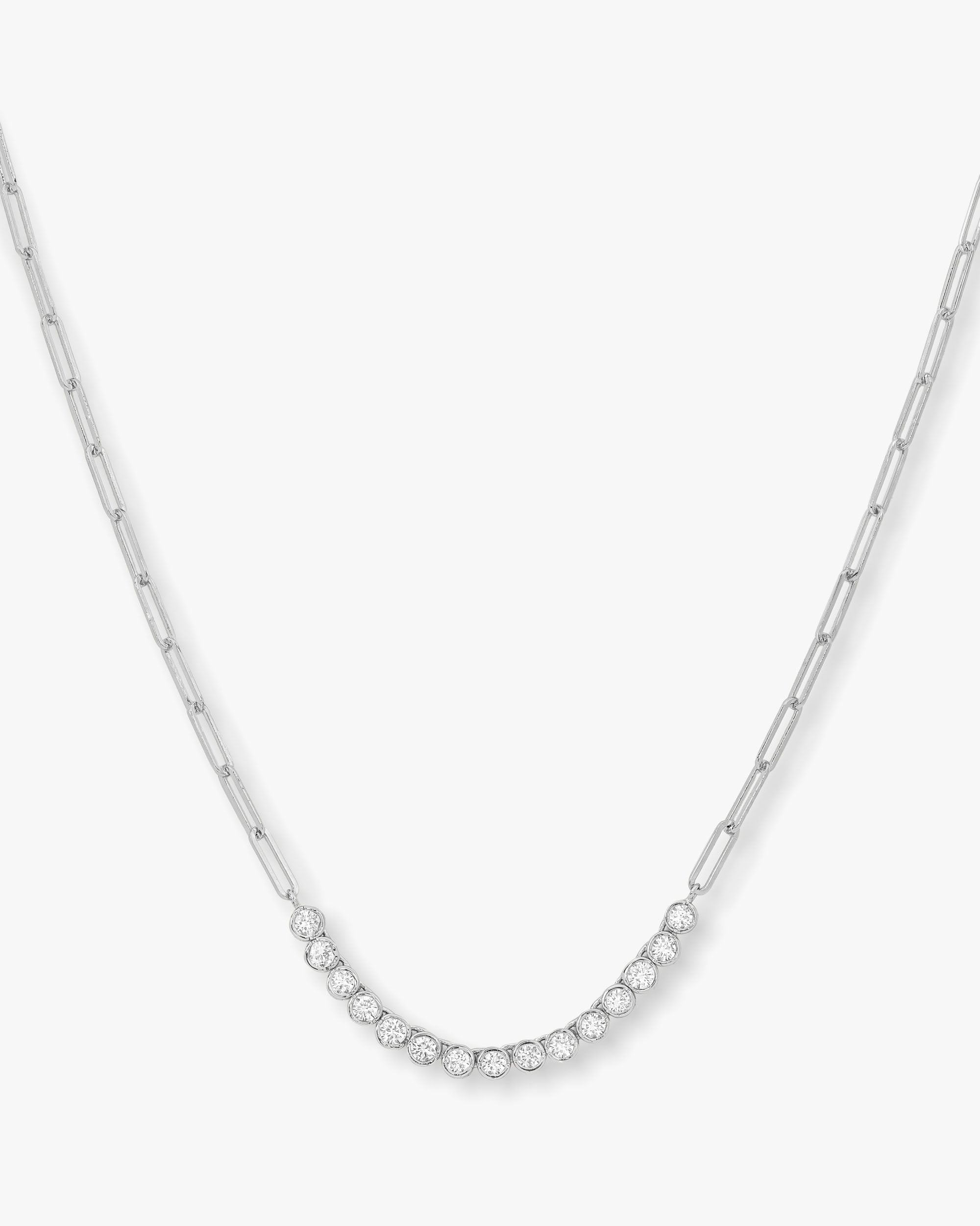 Baroness Samantha Tennis Necklace - Silver|White Diamondettes