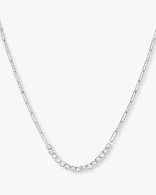 Baroness Samantha Tennis Necklace - Silver|White Diamondettes