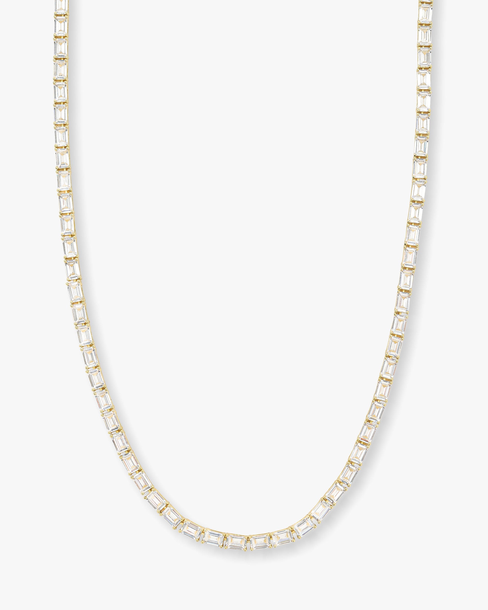 Baby Grand Slam Tennis Necklace 16" - Gold|White Diamondettes