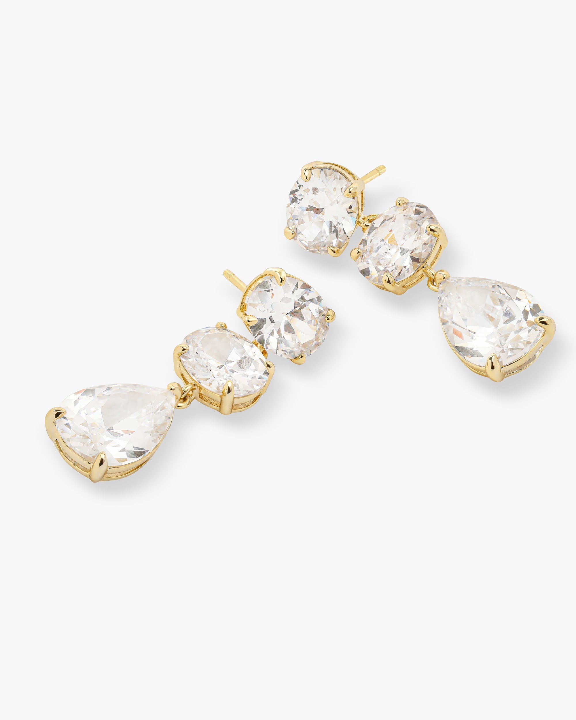 Hello Gorgeous Drop Earrings - Gold|White Diamondettes