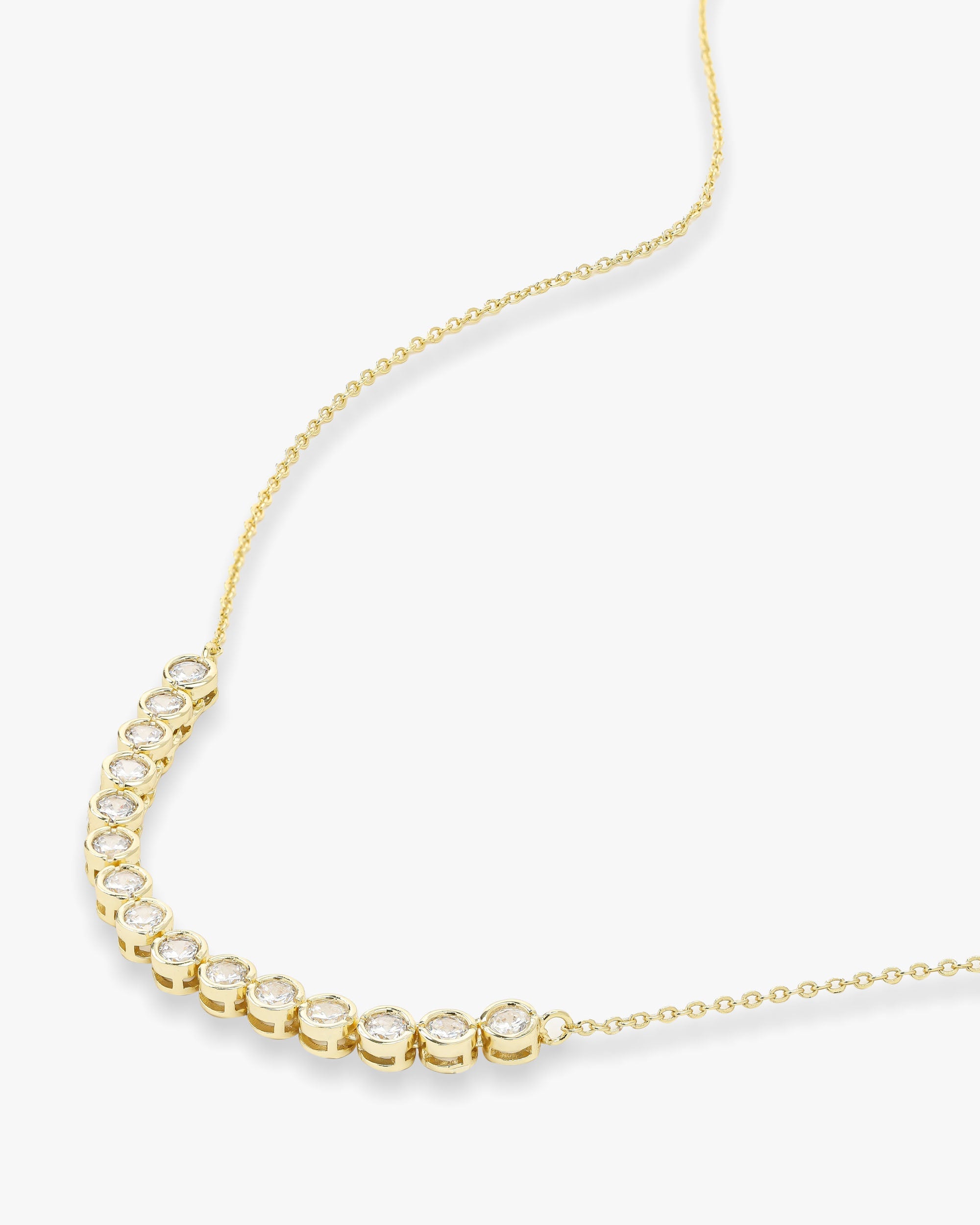 Baroness Tennis Chain Necklace - Gold|White Diamondettes