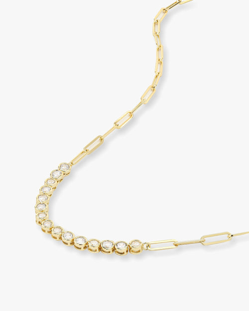 Baroness Samantha Tennis Necklace - Gold|White Diamondettes