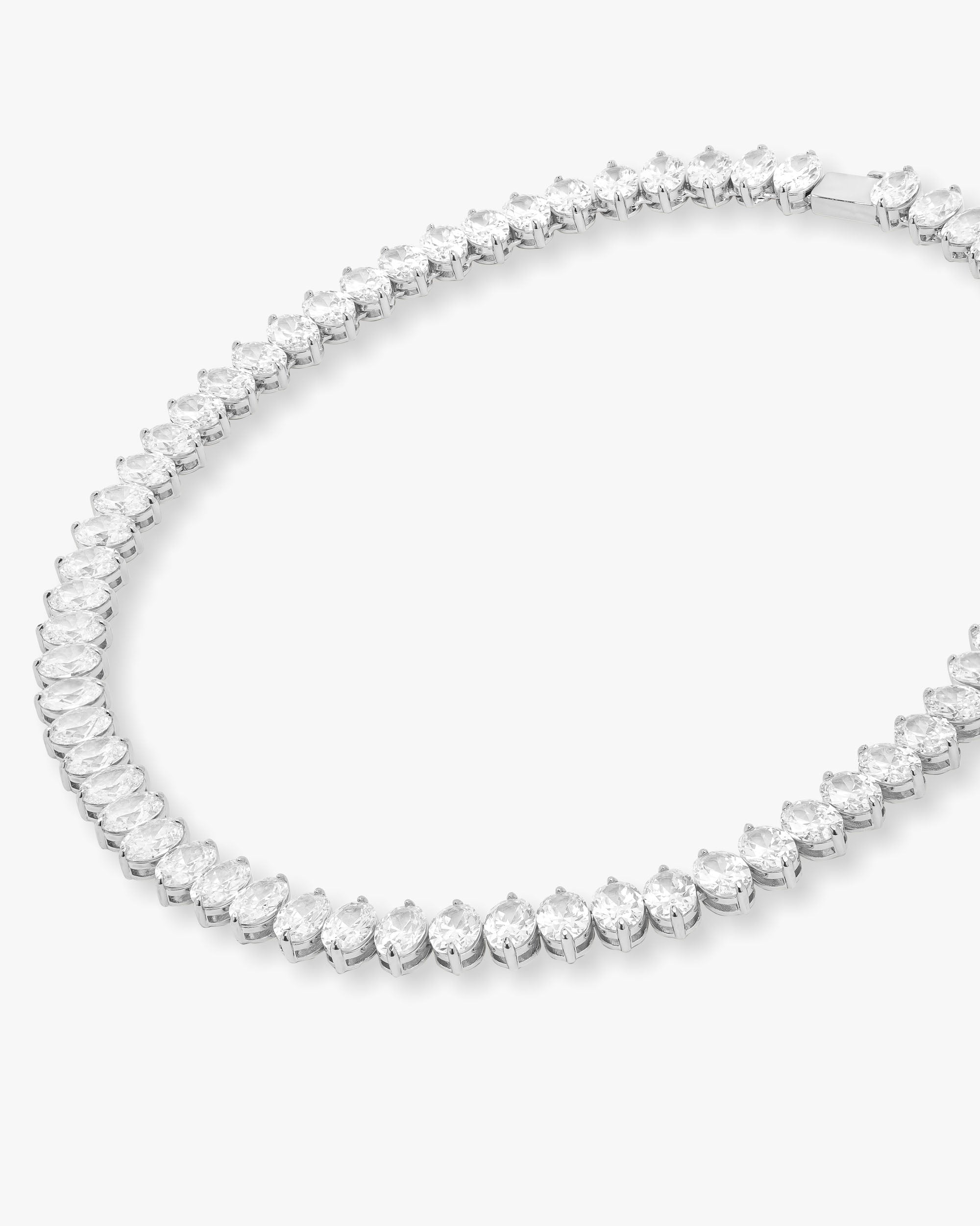 Hello Gorgeous Tennis Necklace 16" - Silver|White Diamondettes