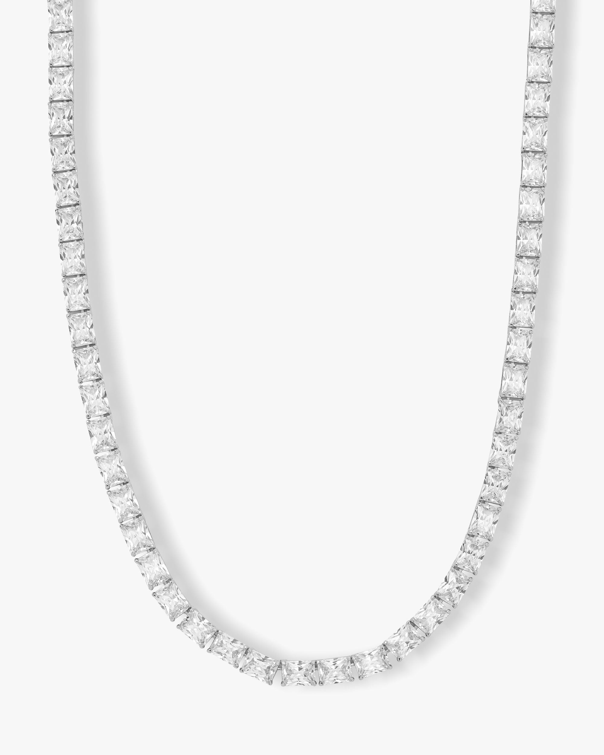 Grand Slam Tennis Necklace 16" - Silver|White Diamondettes