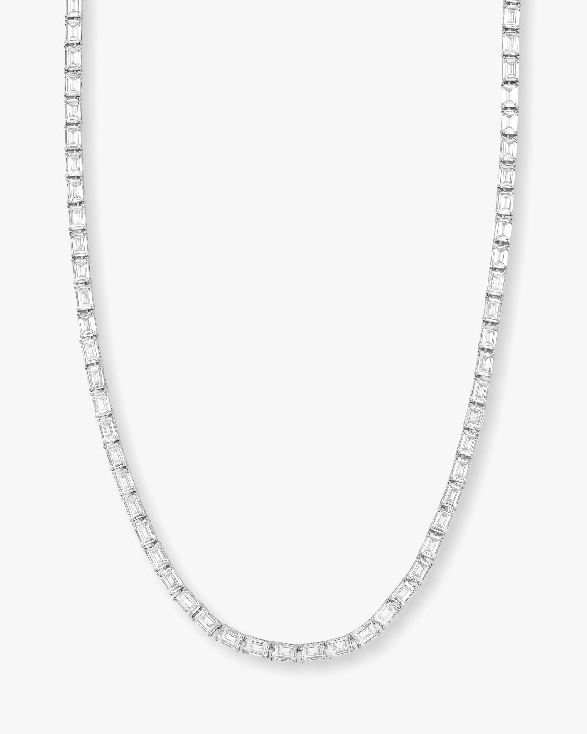 Baby Grand Slam Tennis Necklace 18" - Silver|White Diamondettes