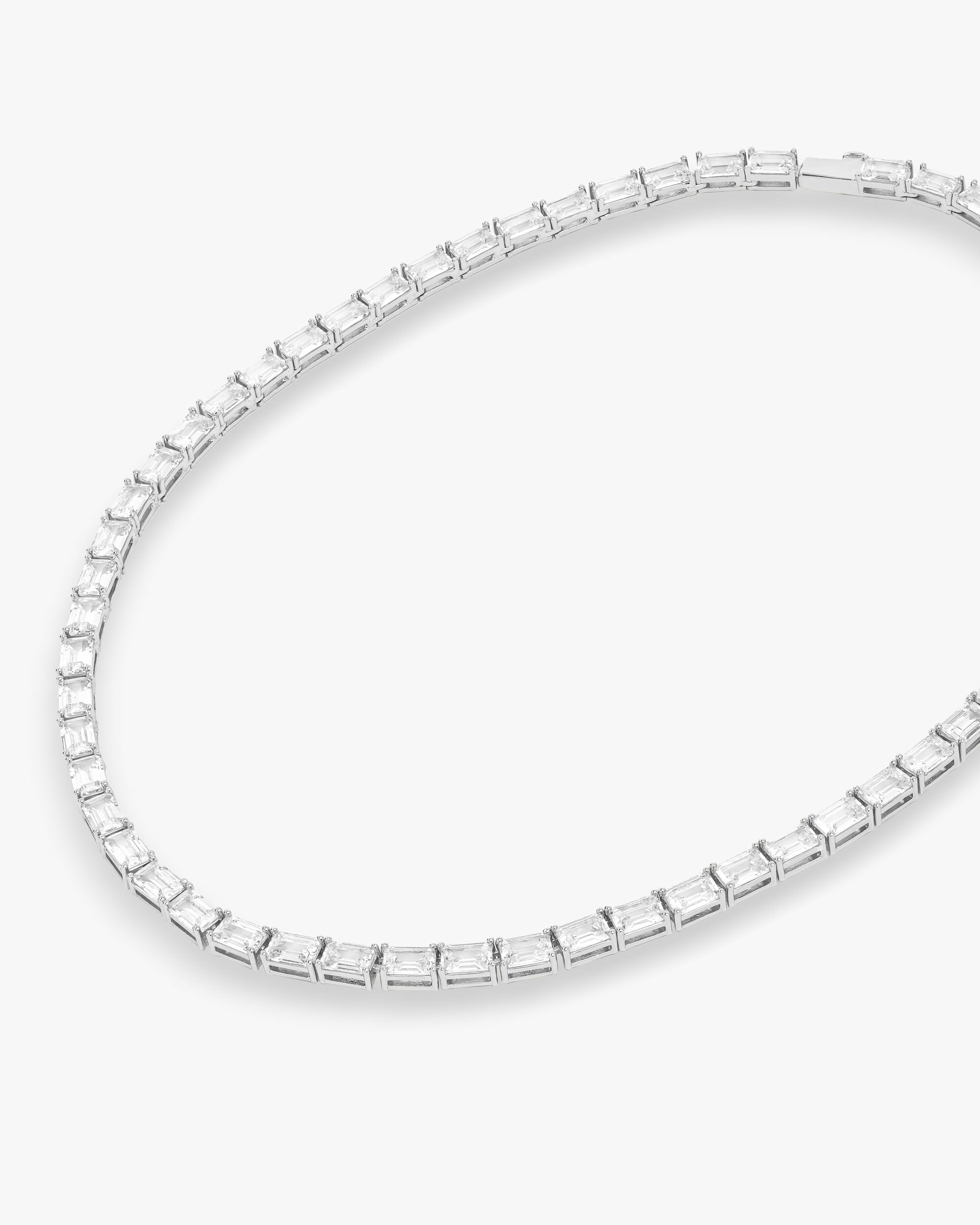 Baby Grand Slam Tennis Necklace 16" - Silver|White Diamondettes