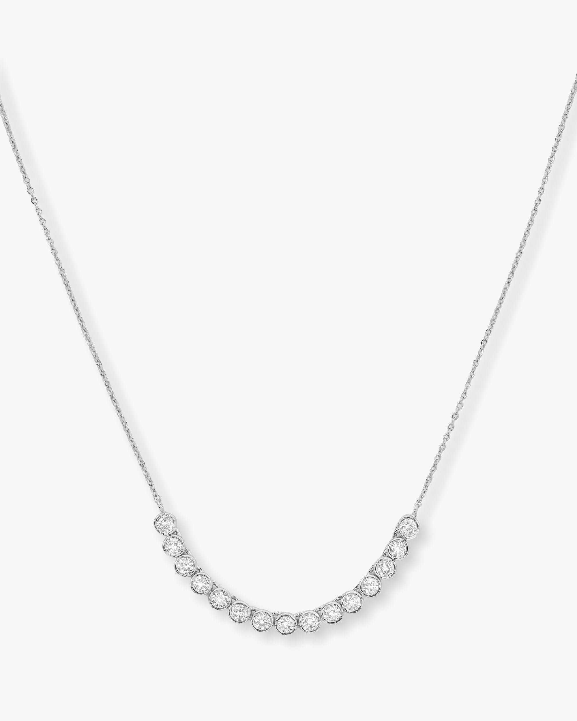 Baroness Tennis Chain Necklace - Silver|White Diamondettes